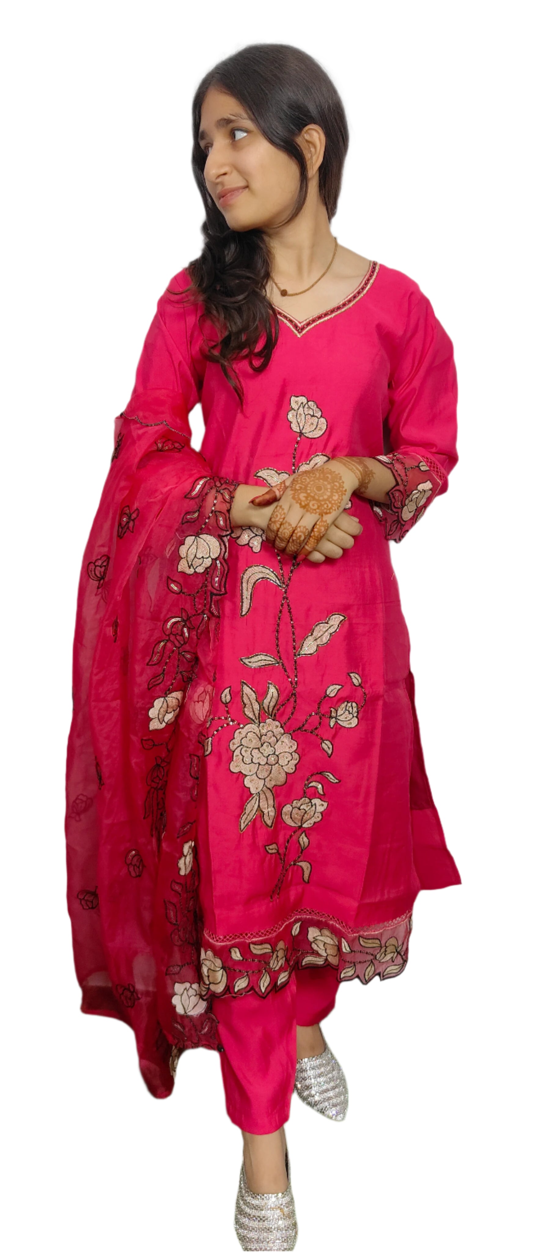 Rose Pink 3 Pice  kurta Set (Z065)