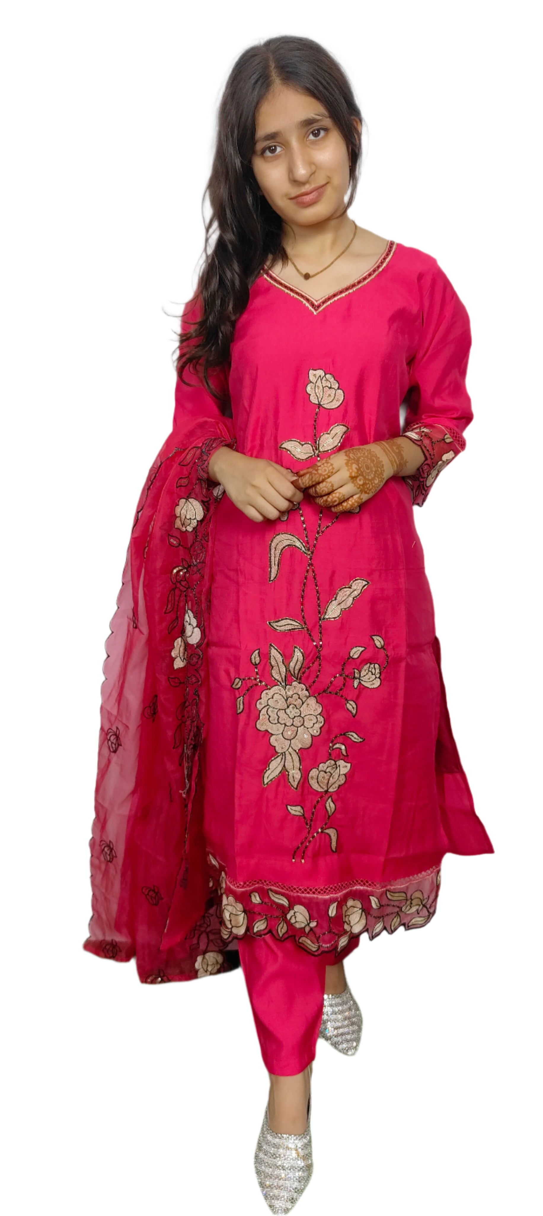 Rose Pink 3 Pice  kurta Set (Z065)