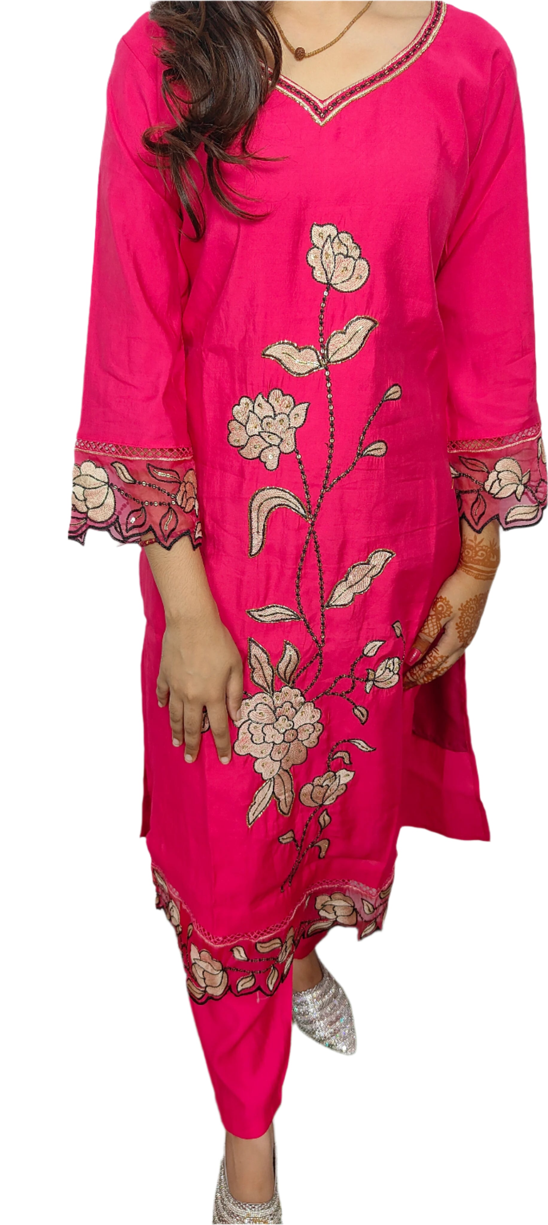 Rose Pink 3 Pice  kurta Set (Z065)