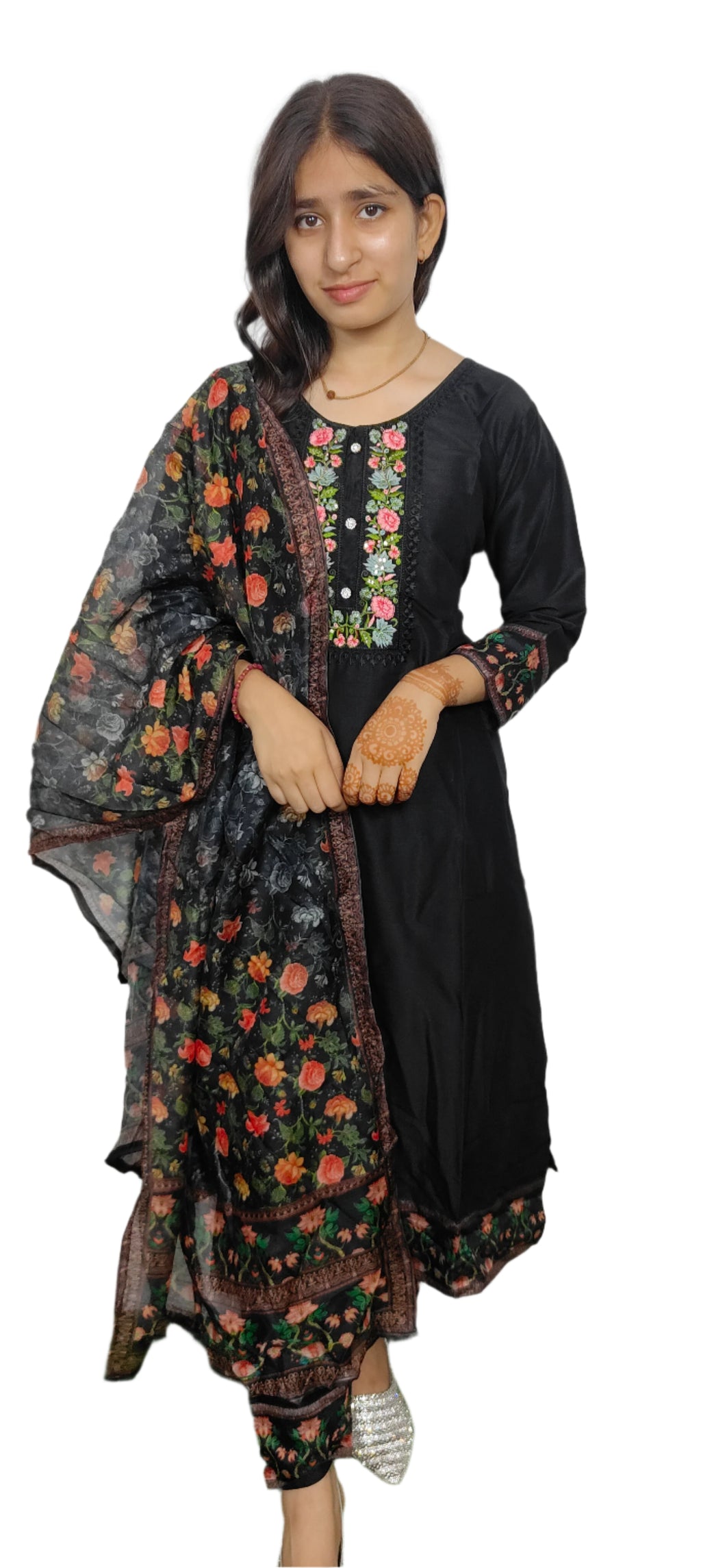 Black 3 piece Bright kurta Set (Z064)