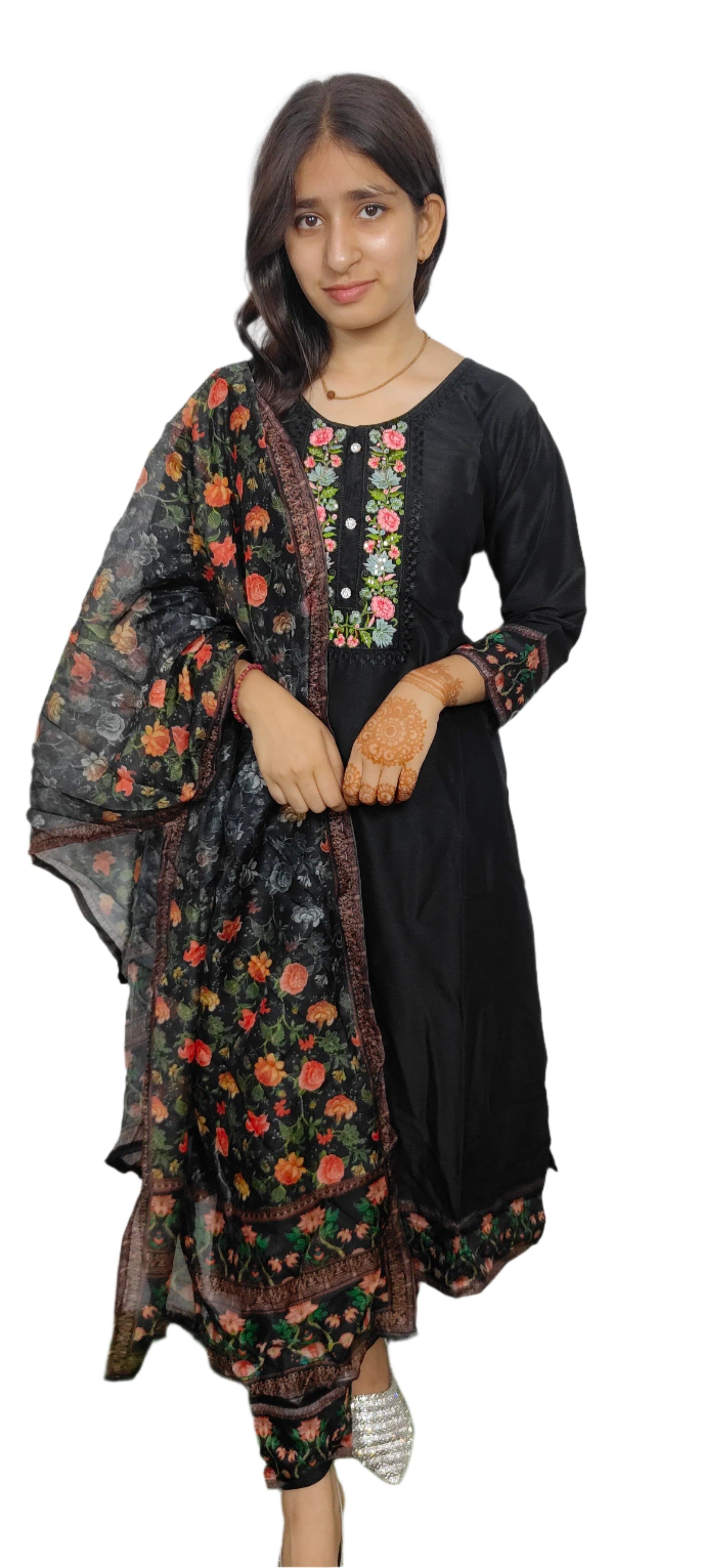 Black 3 piece Bright kurta Set (Z064)