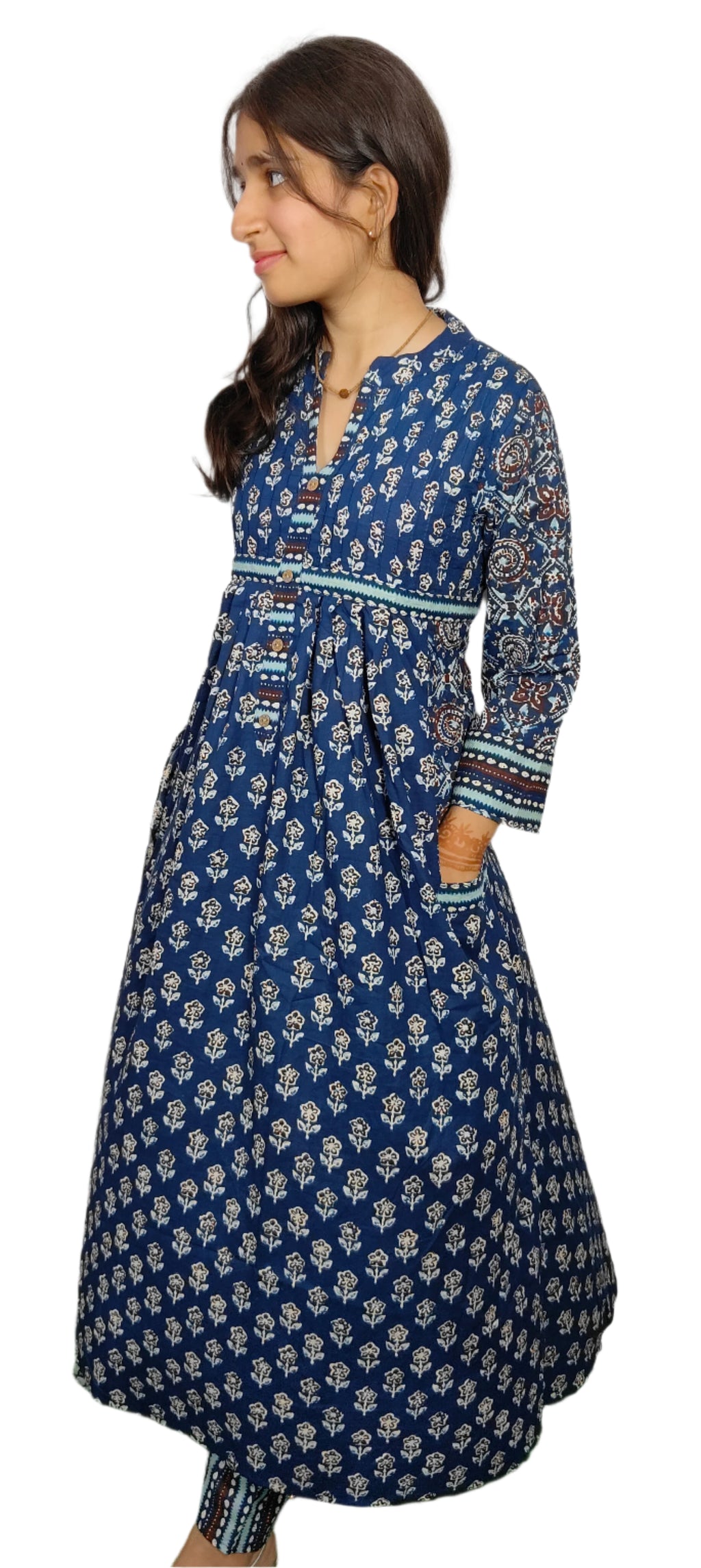 Indigo Blue A-line Gown Set (Z066)