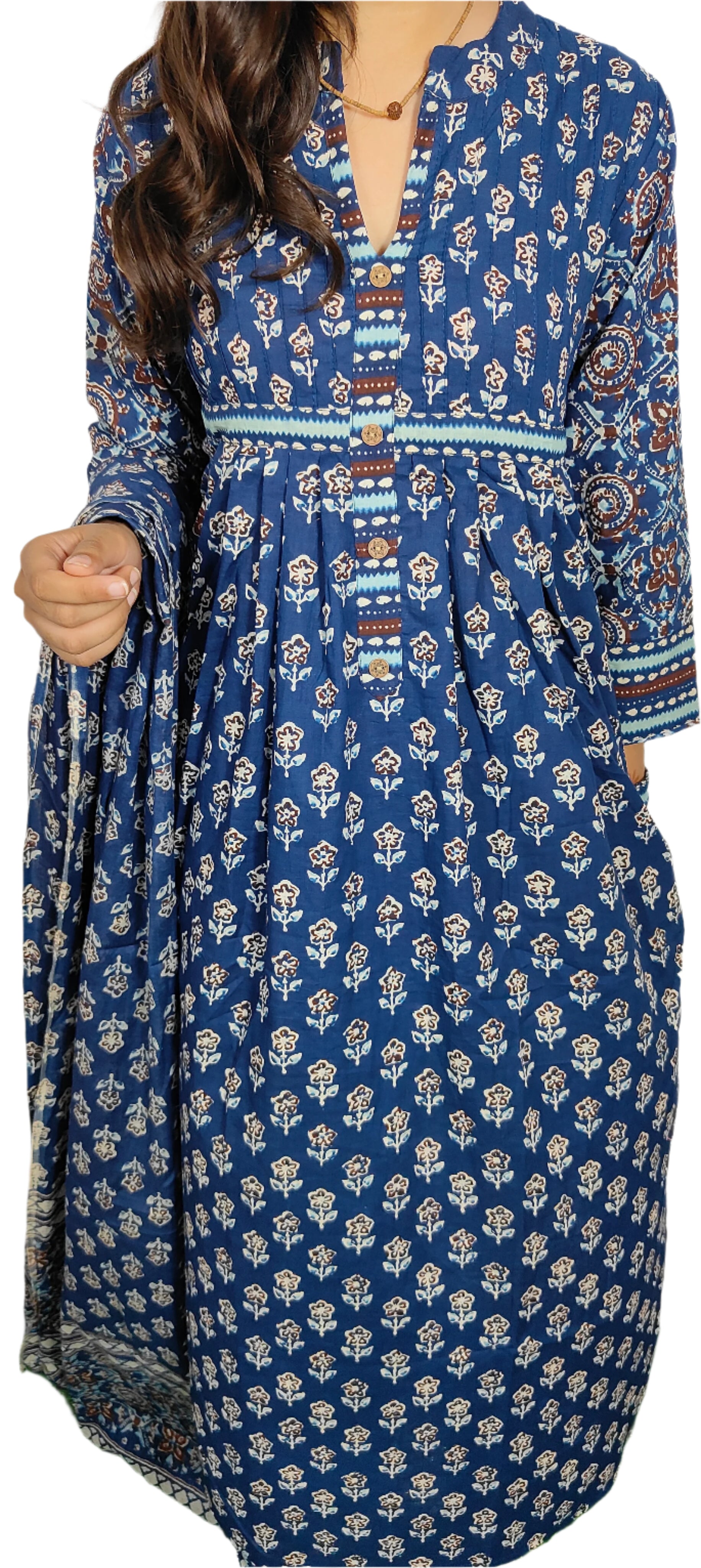 Indigo Blue A-line Gown Set (Z066)