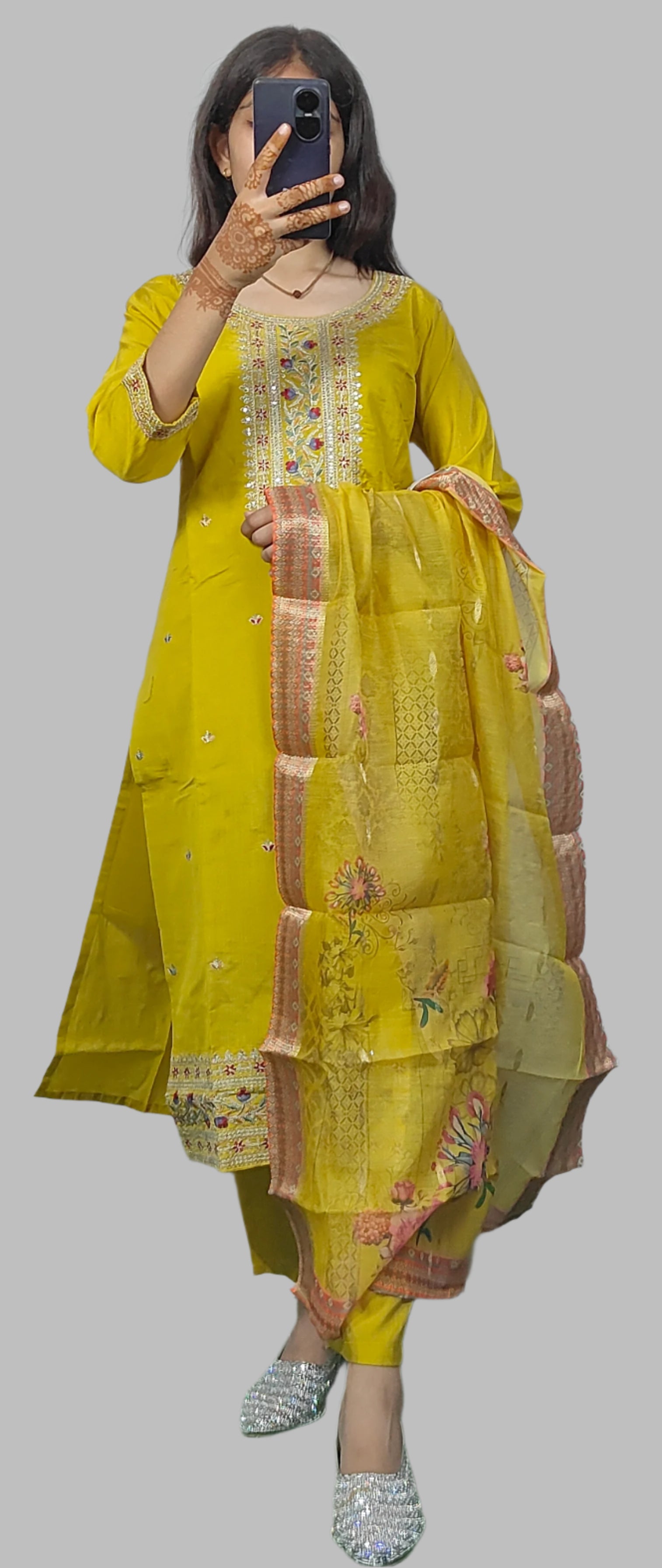 Yellow 3 piece  Kurta Set (Z069)