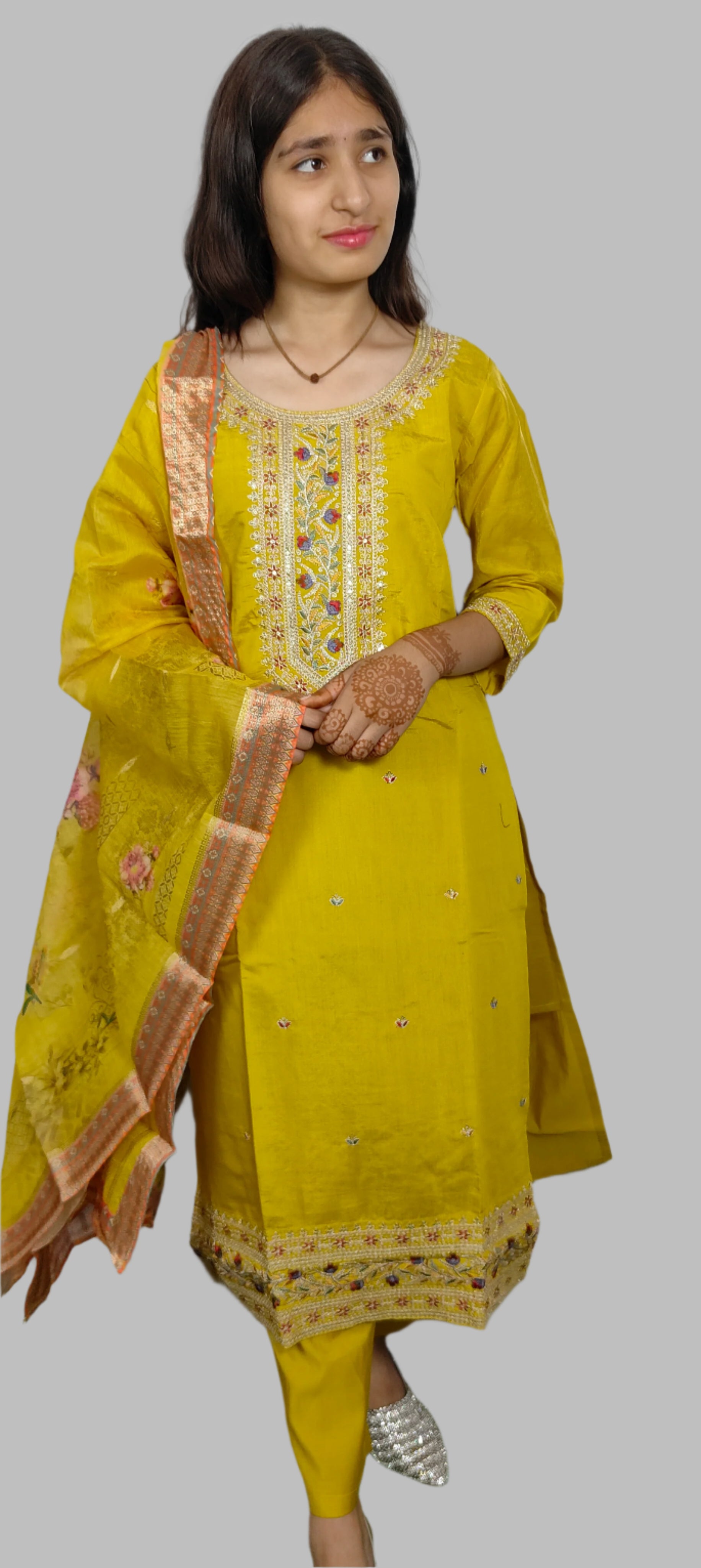 Yellow 3 piece  Kurta Set (Z069)