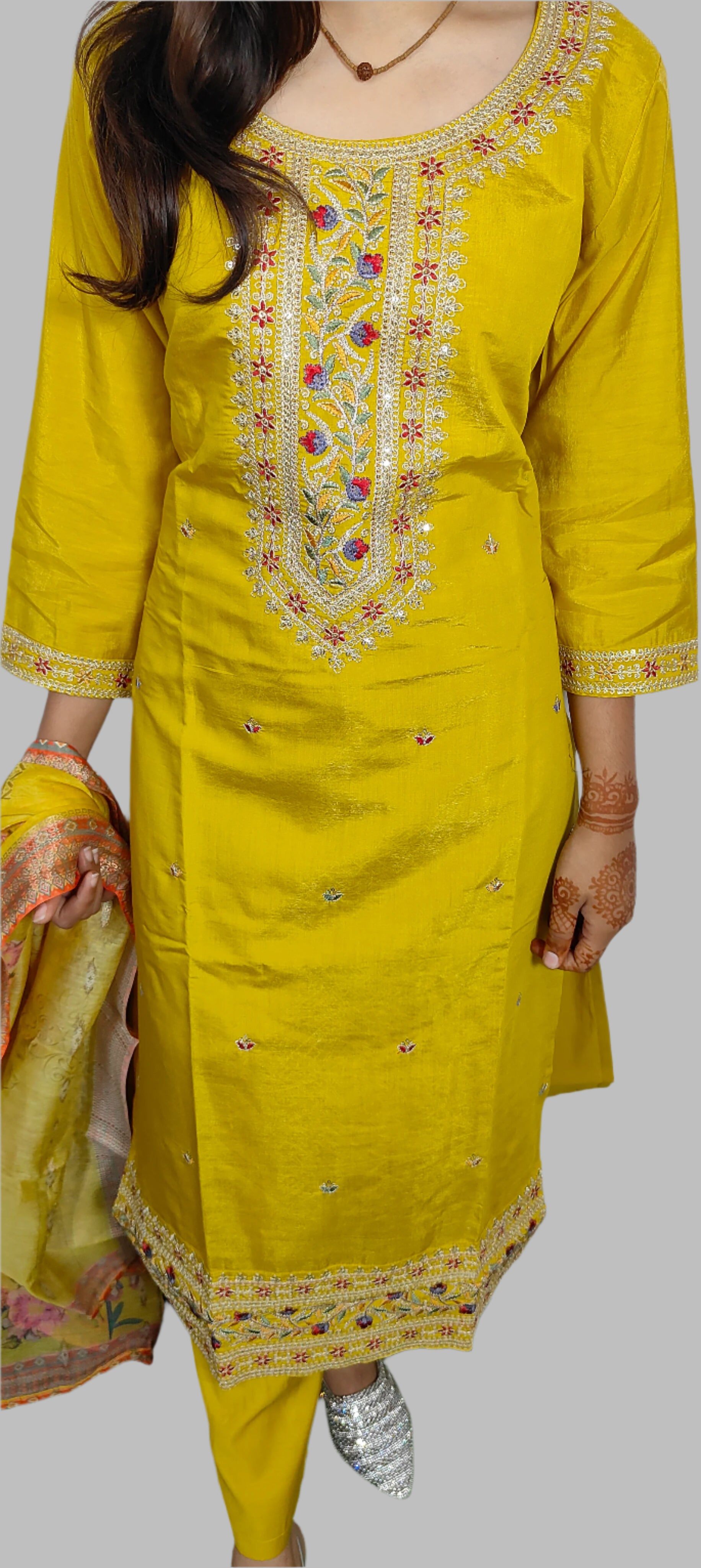 Yellow 3 piece  Kurta Set (Z069)