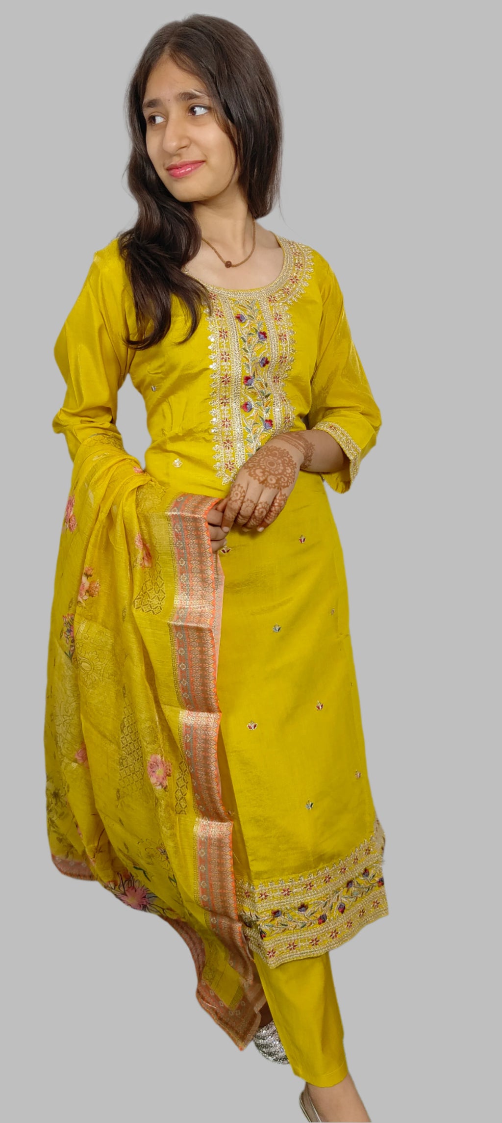 Yellow 3 piece  Kurta Set (Z069)