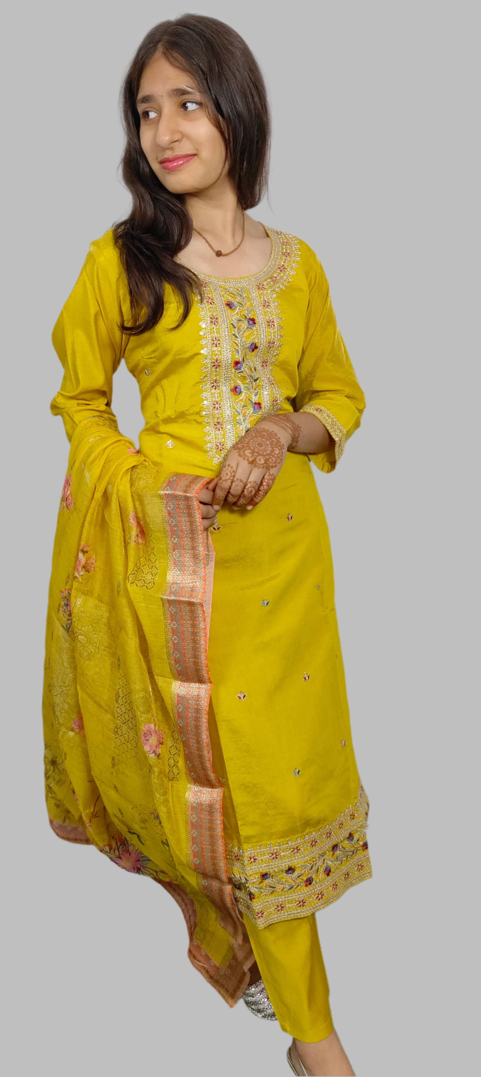 Yellow 3 piece  Kurta Set (Z069)