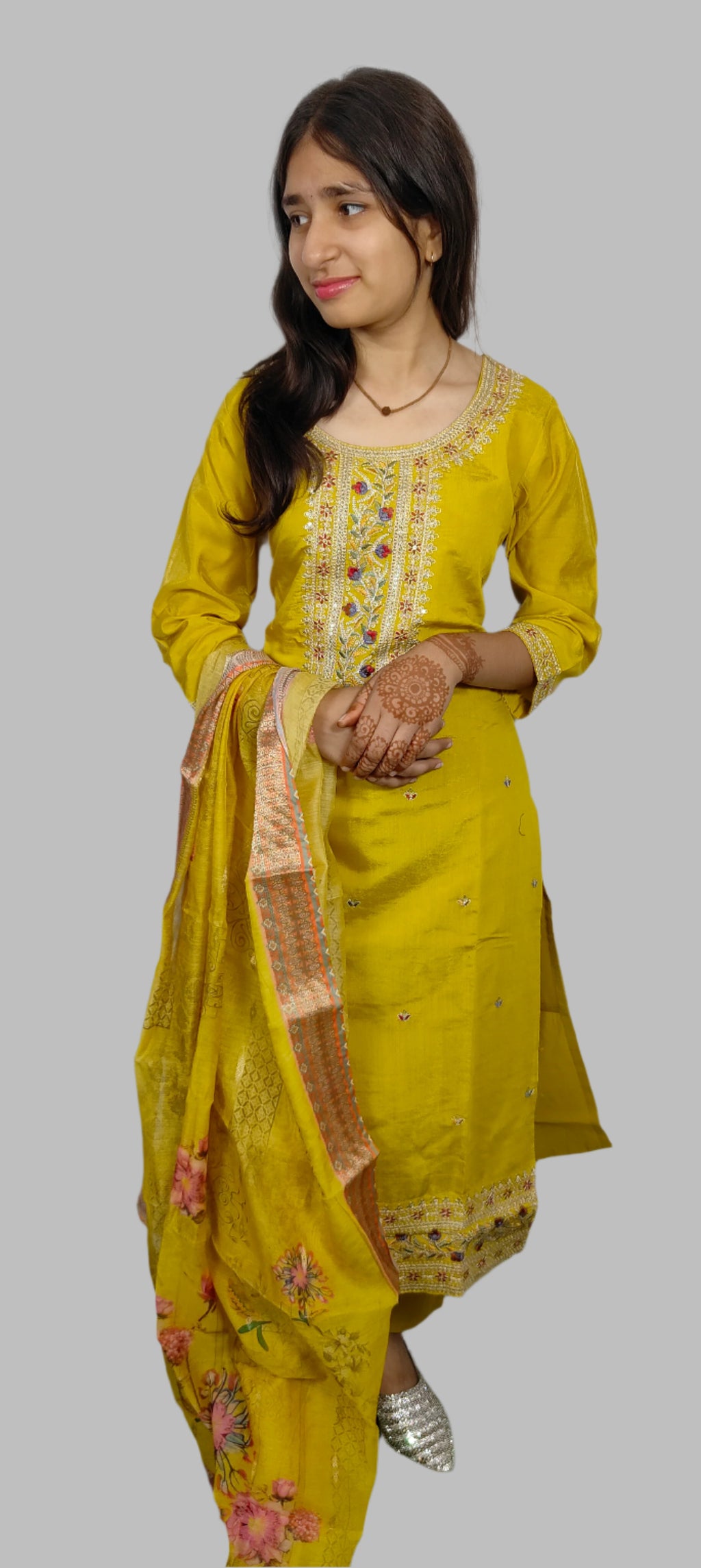 Yellow 3 piece  Kurta Set (Z069)