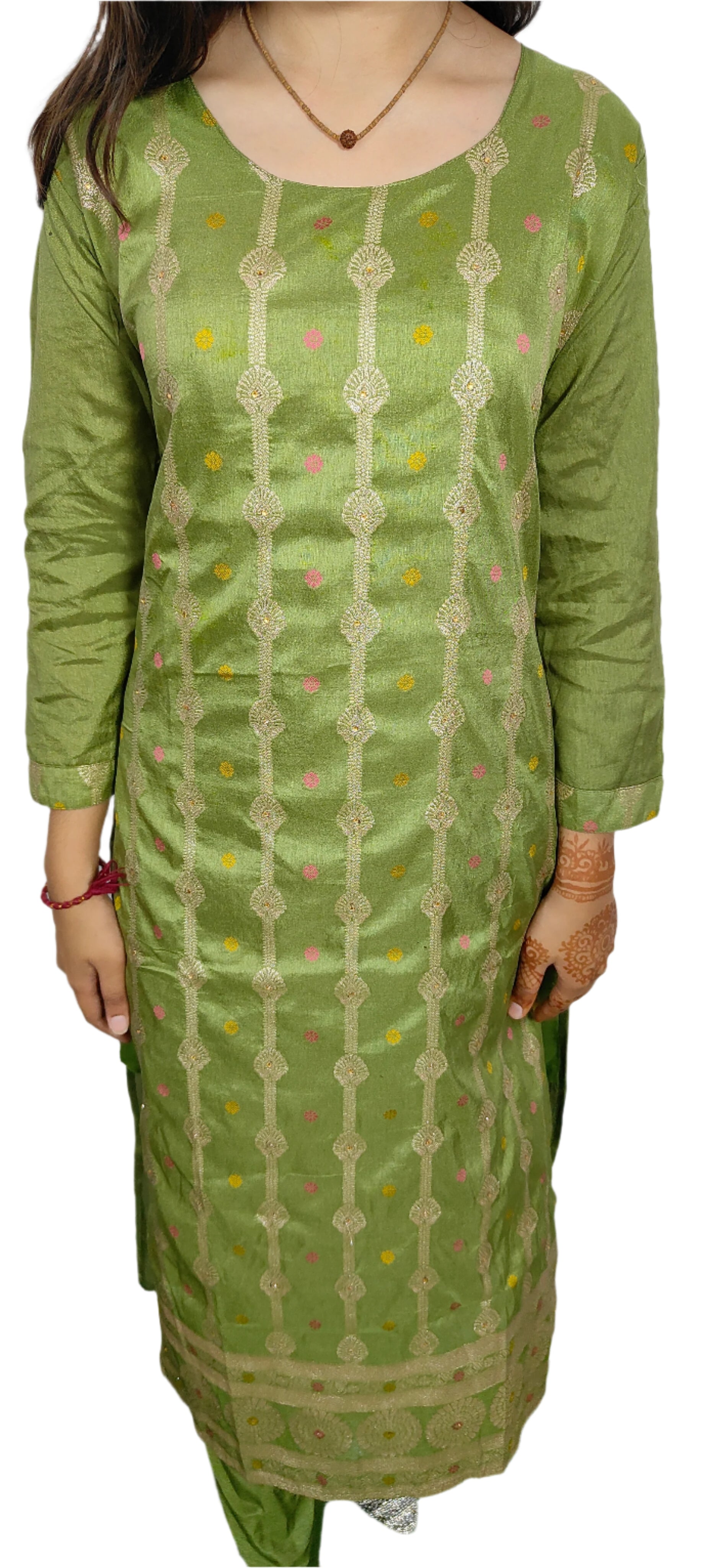Olive Green 3 piece  Kurta Set (Z071)