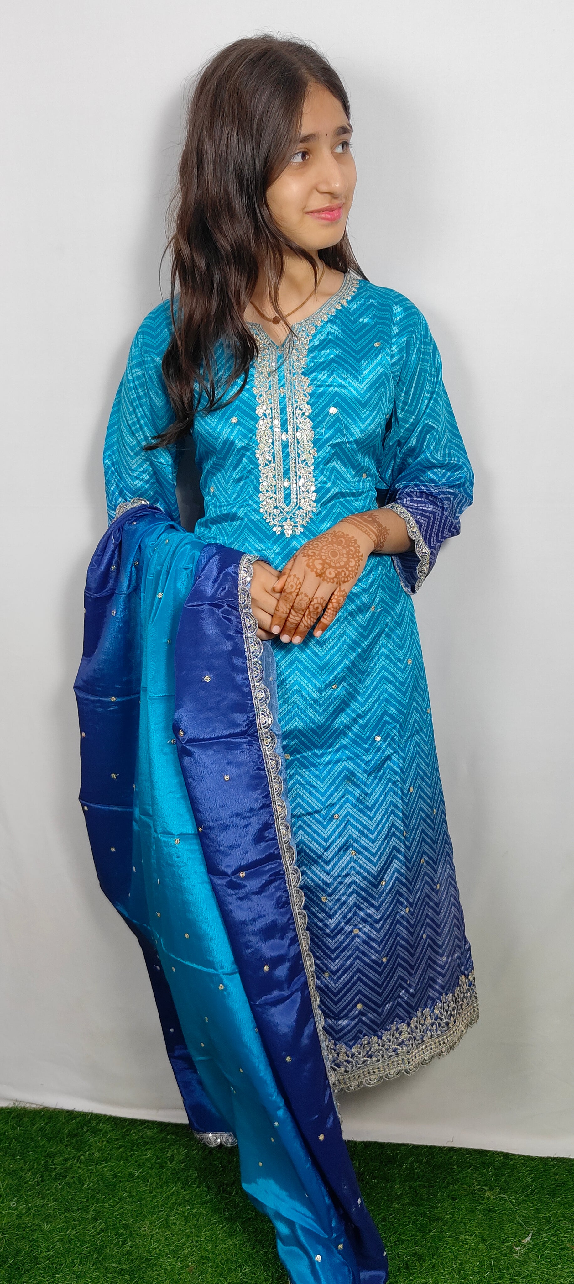 Royal Blue 3 piece  Kurta Set (Z072)