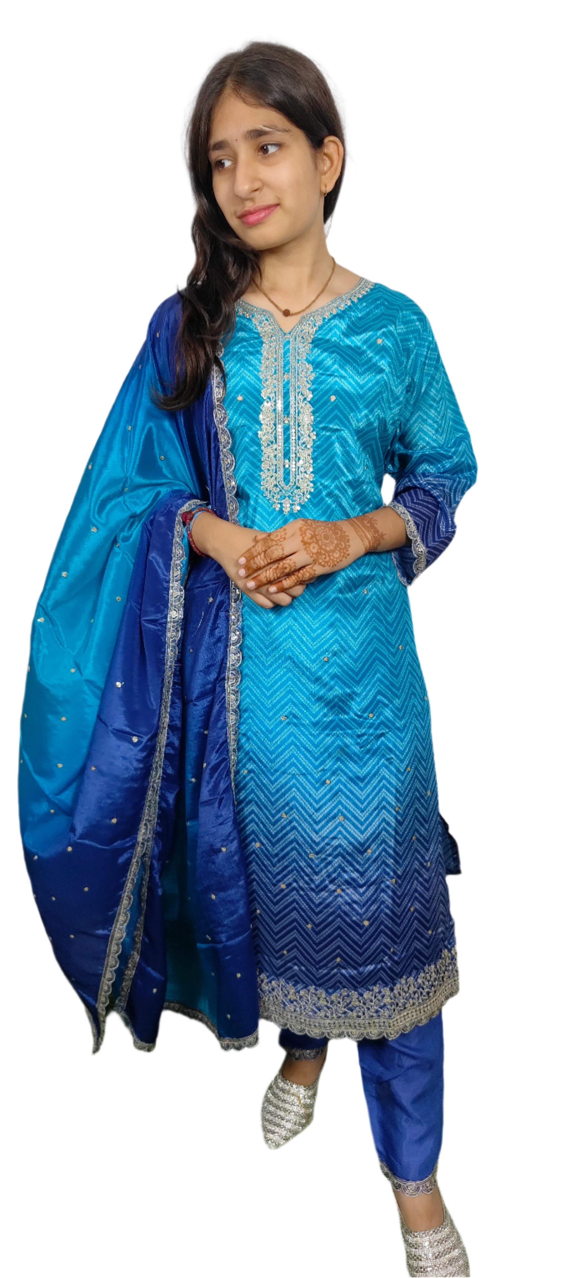 Royal Blue 3 piece  Kurta Set (Z072)