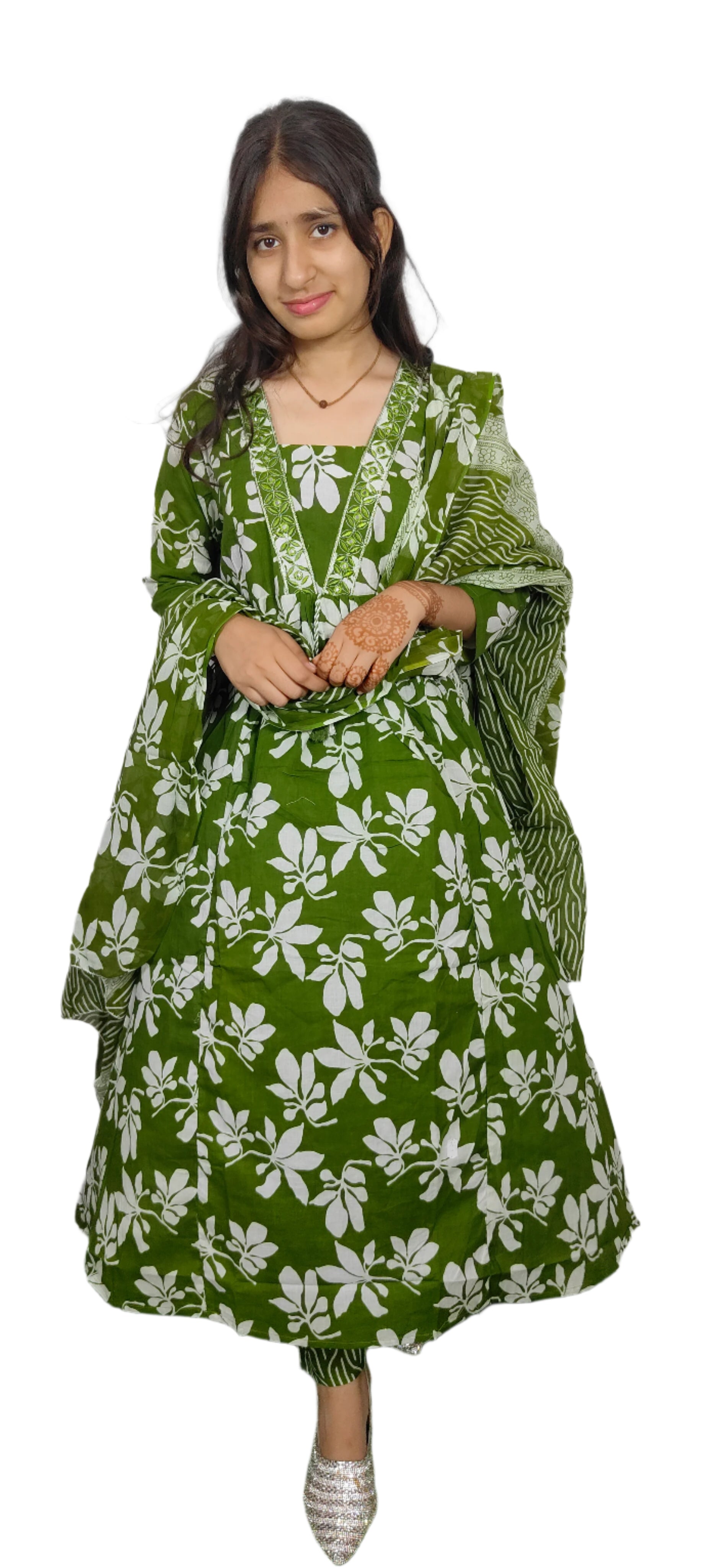 Leaf Green 3 piece  Kurta Set (Z074)