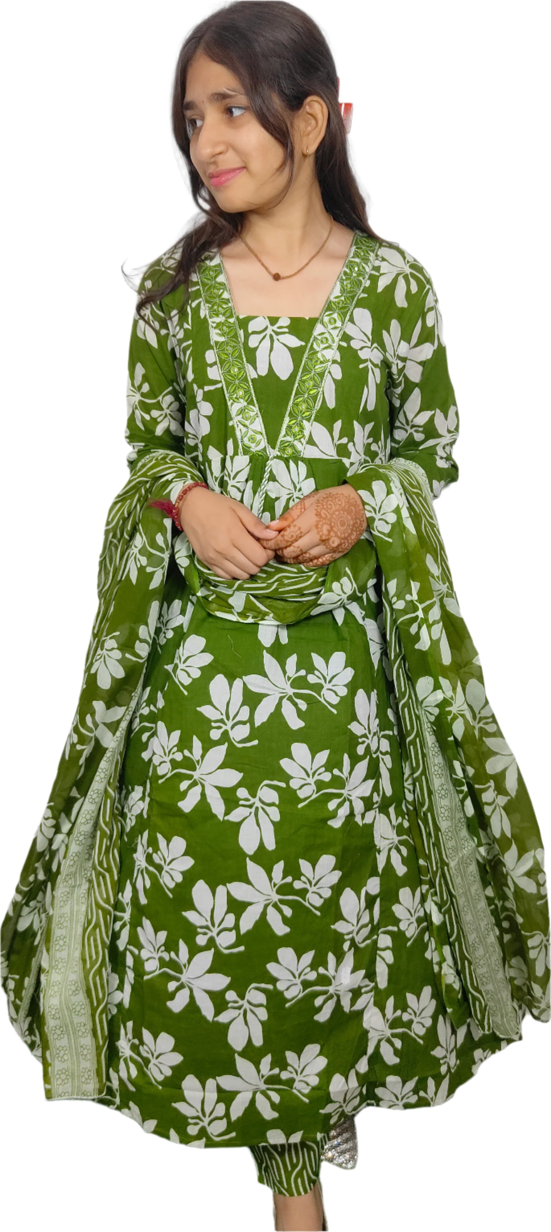Leaf Green 3 piece  Kurta Set (Z074)