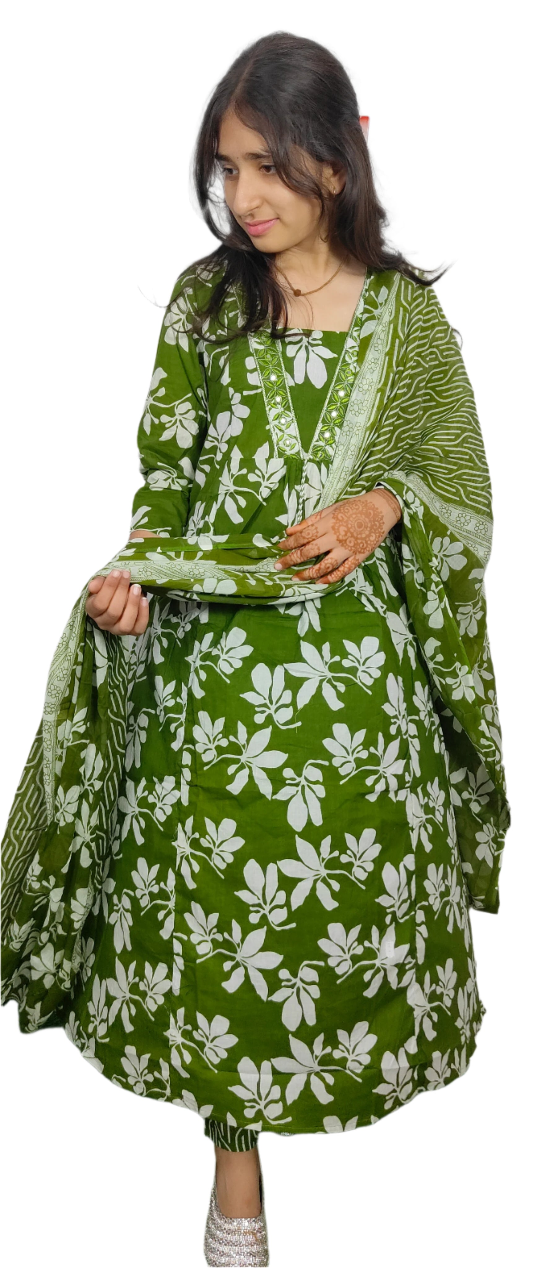 Leaf Green 3 piece  Kurta Set (Z074)