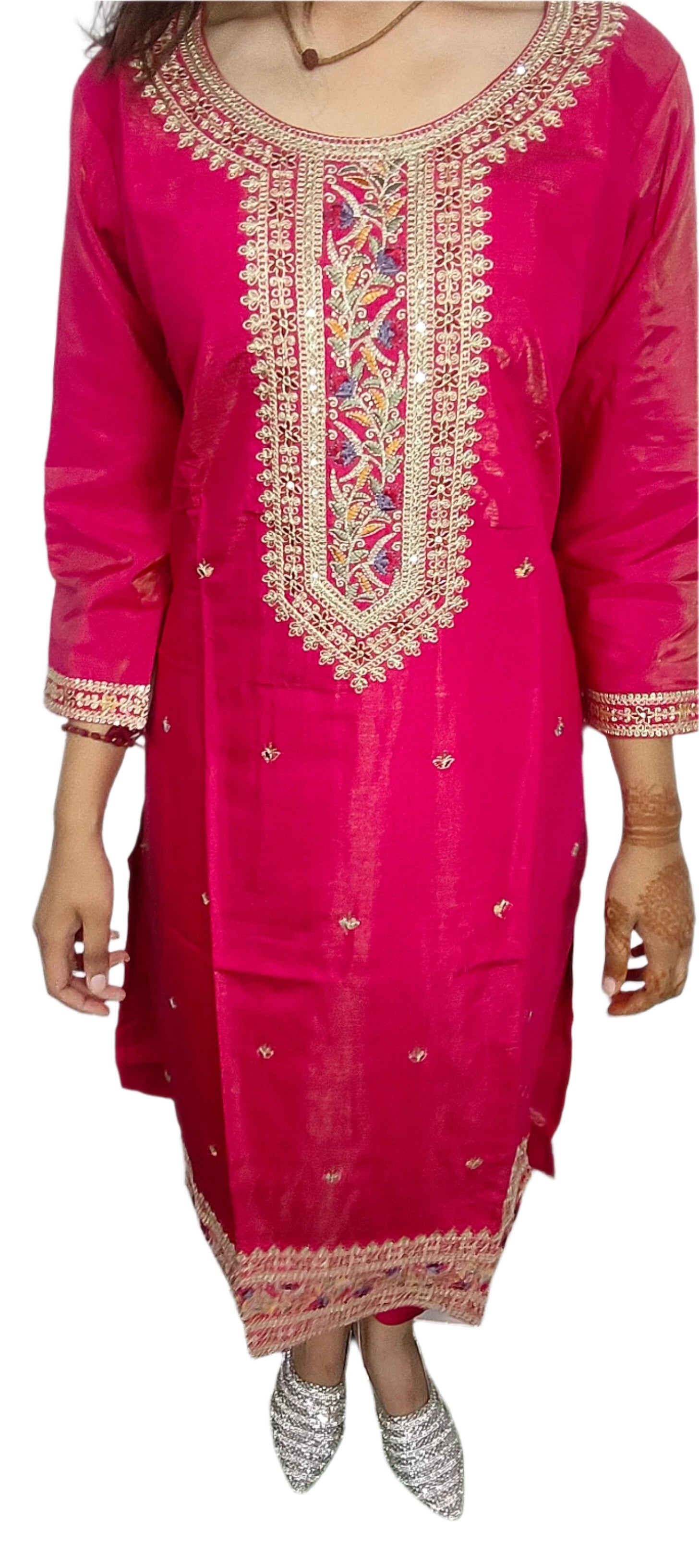 Bright Pink 3 piece  Kurta Set (Z075)
