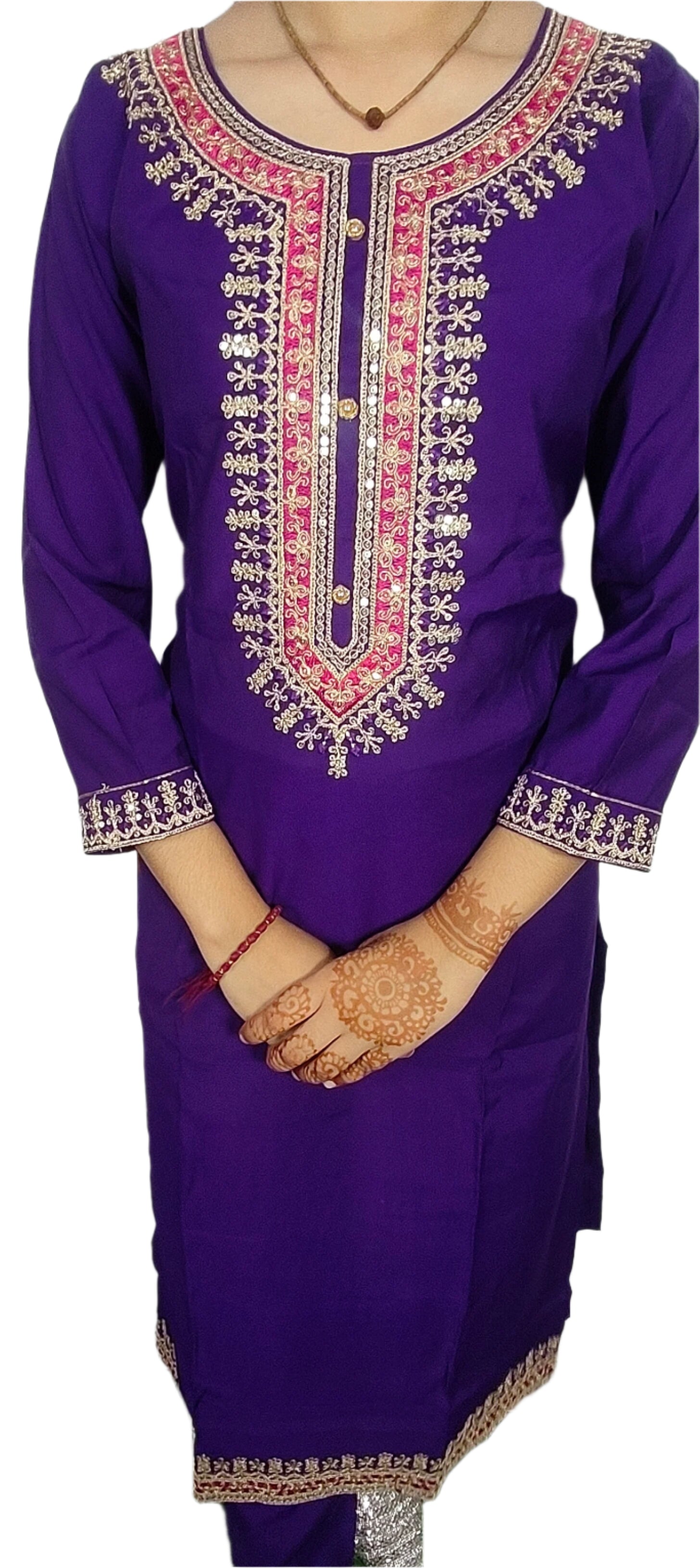 Royal Blue and Rani Pink Embroidered Suit (Z078)