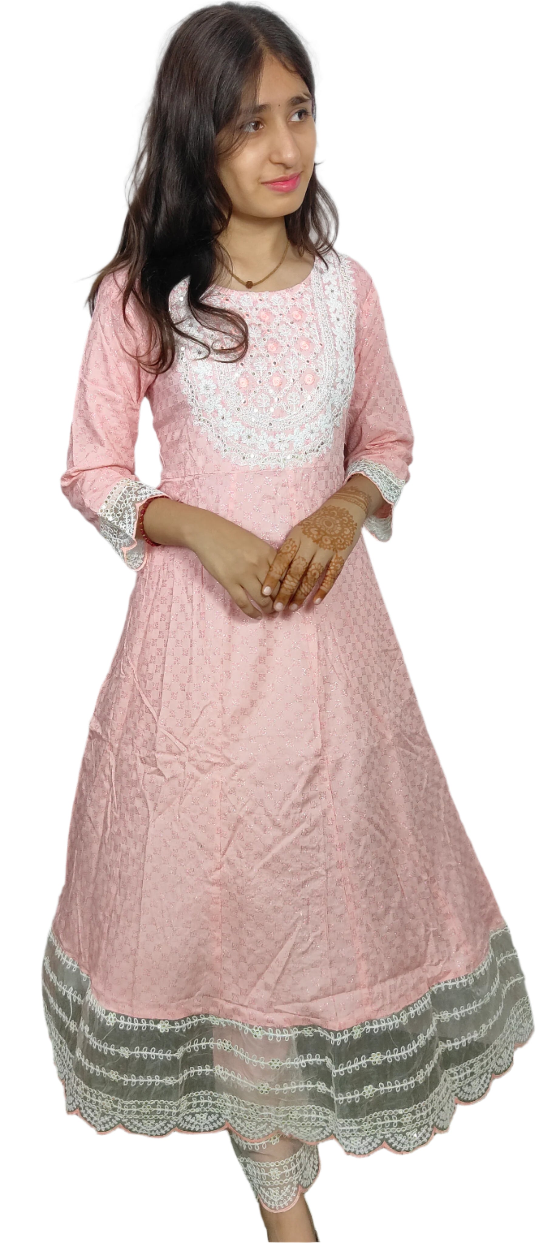 Pastel Pink Anarkali Suit  (Z080)