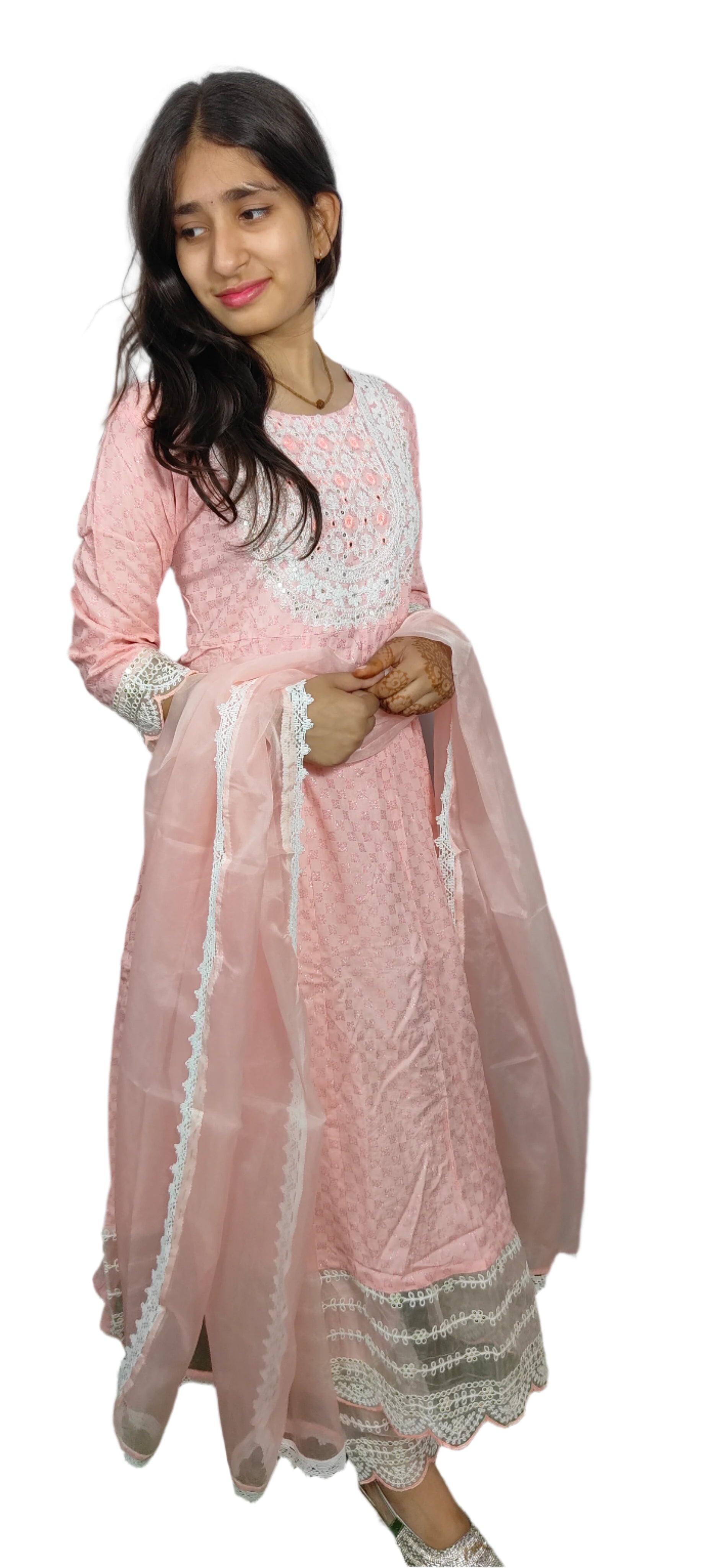 Pastel Pink Anarkali Suit  (Z080)