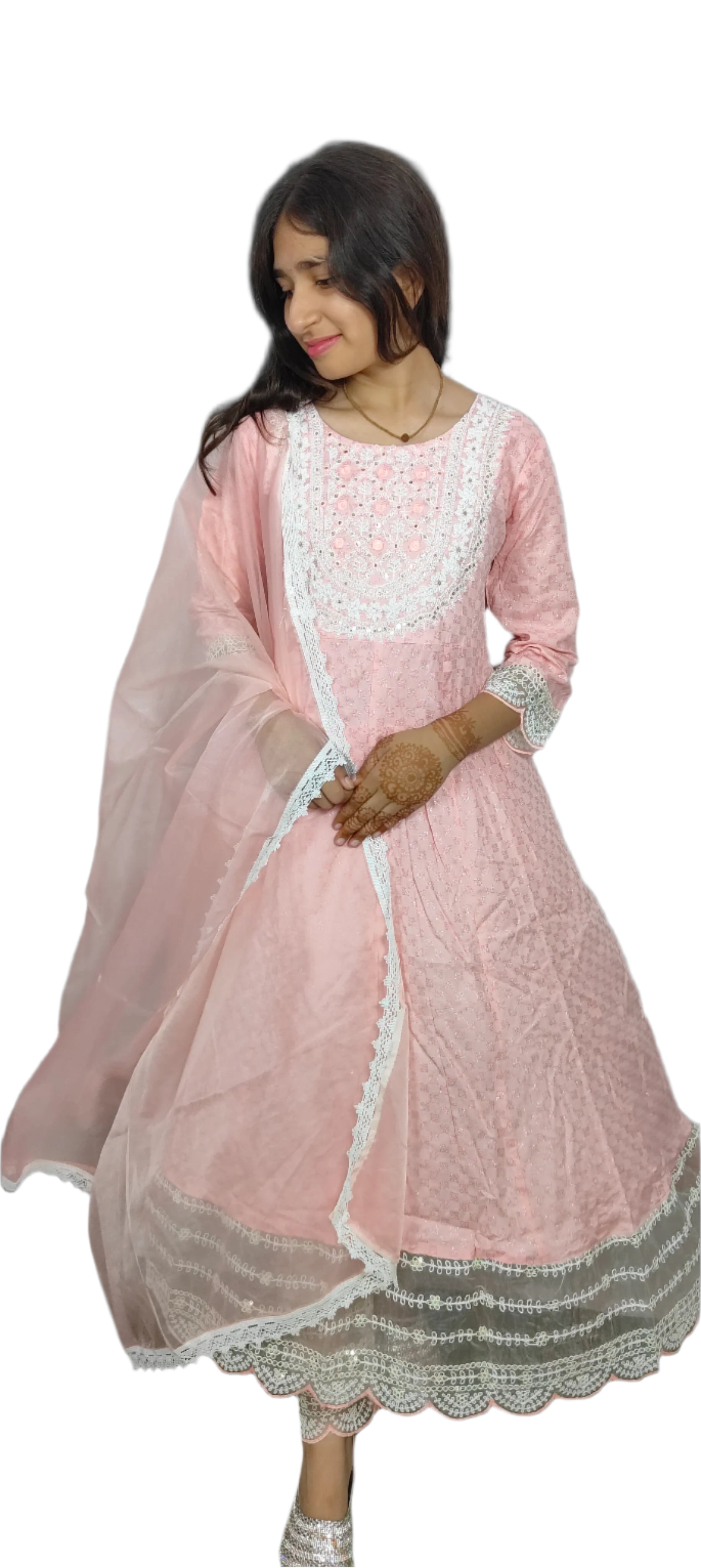 Pastel Pink Anarkali Suit  (Z080)