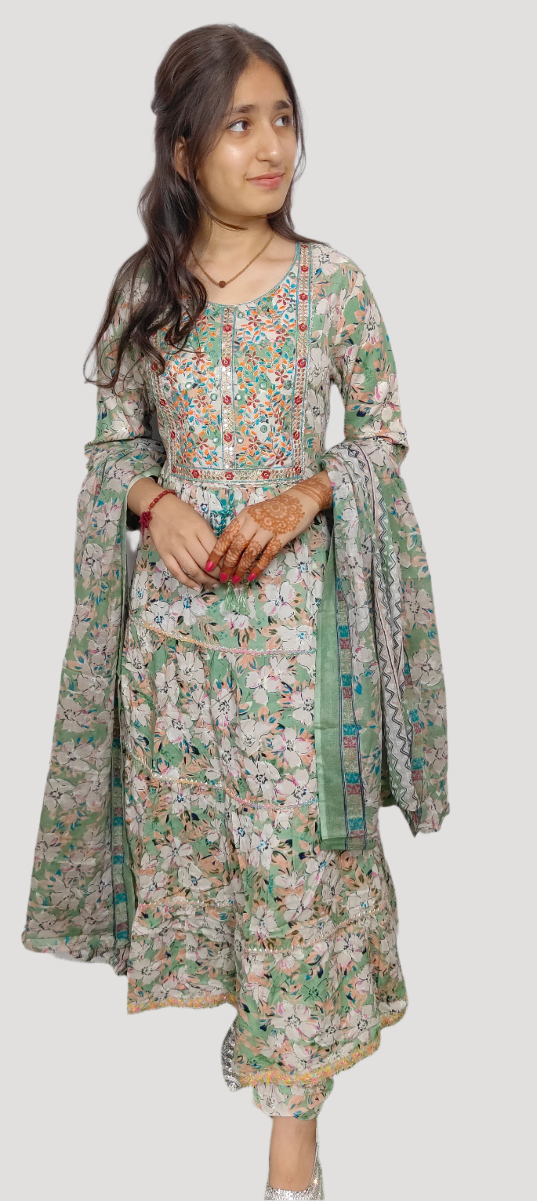 Light Green 3 piece Kurta Set (Z081)