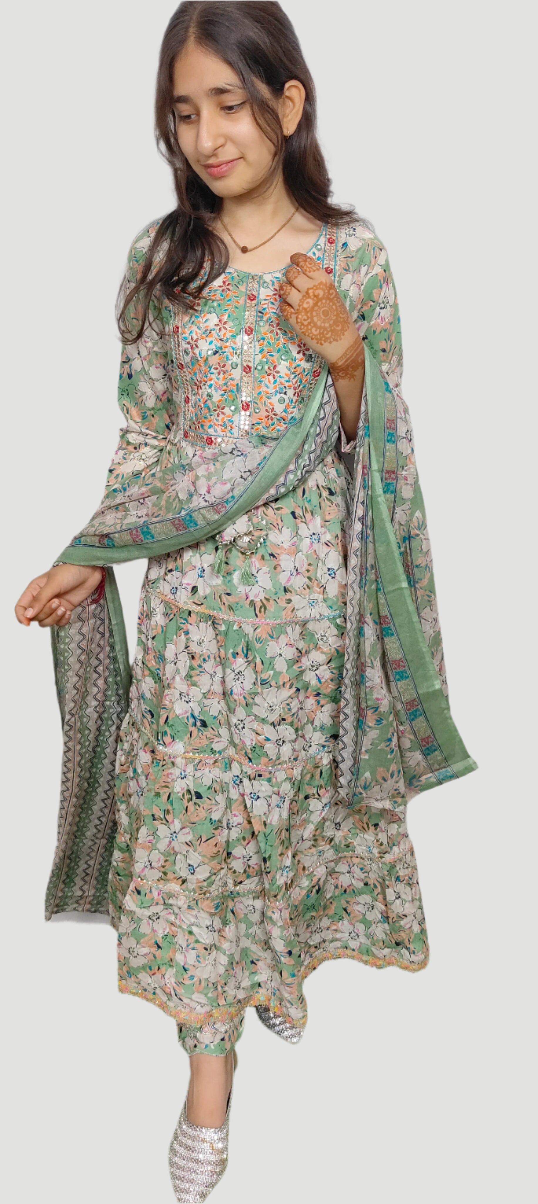Light Green 3 piece Kurta Set (Z081)