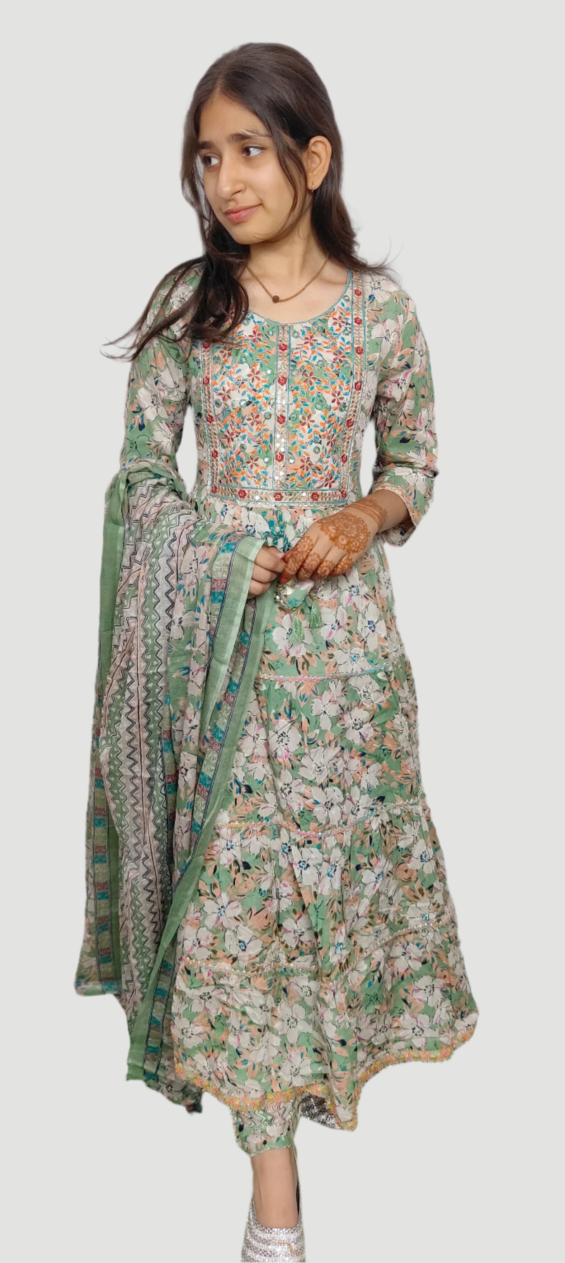 Light Green 3 piece Kurta Set (Z081)