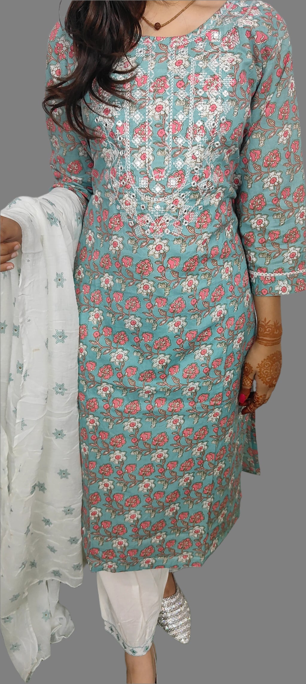 Light Teal 3 piece Kurta Set (Z082)