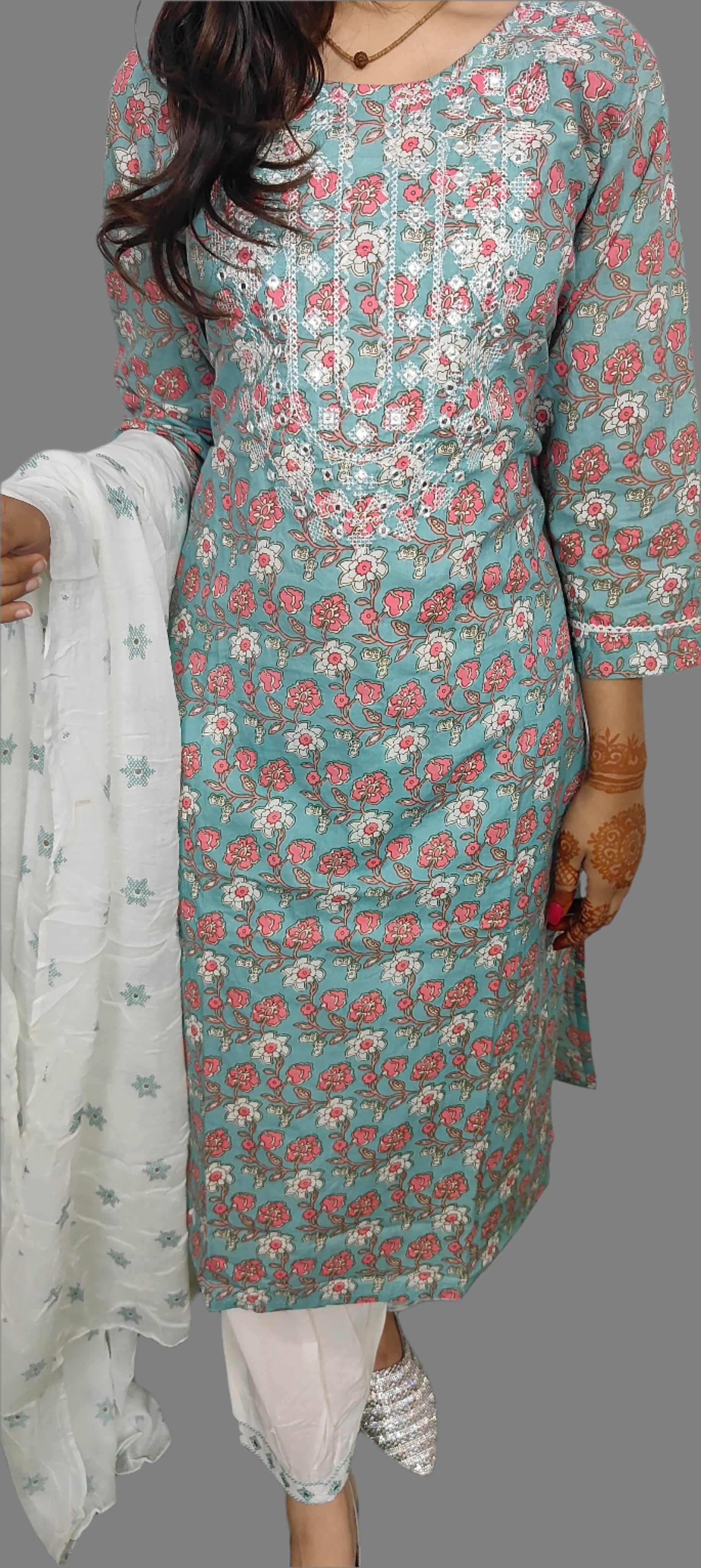 Light Teal 3 piece Kurta Set (Z082)