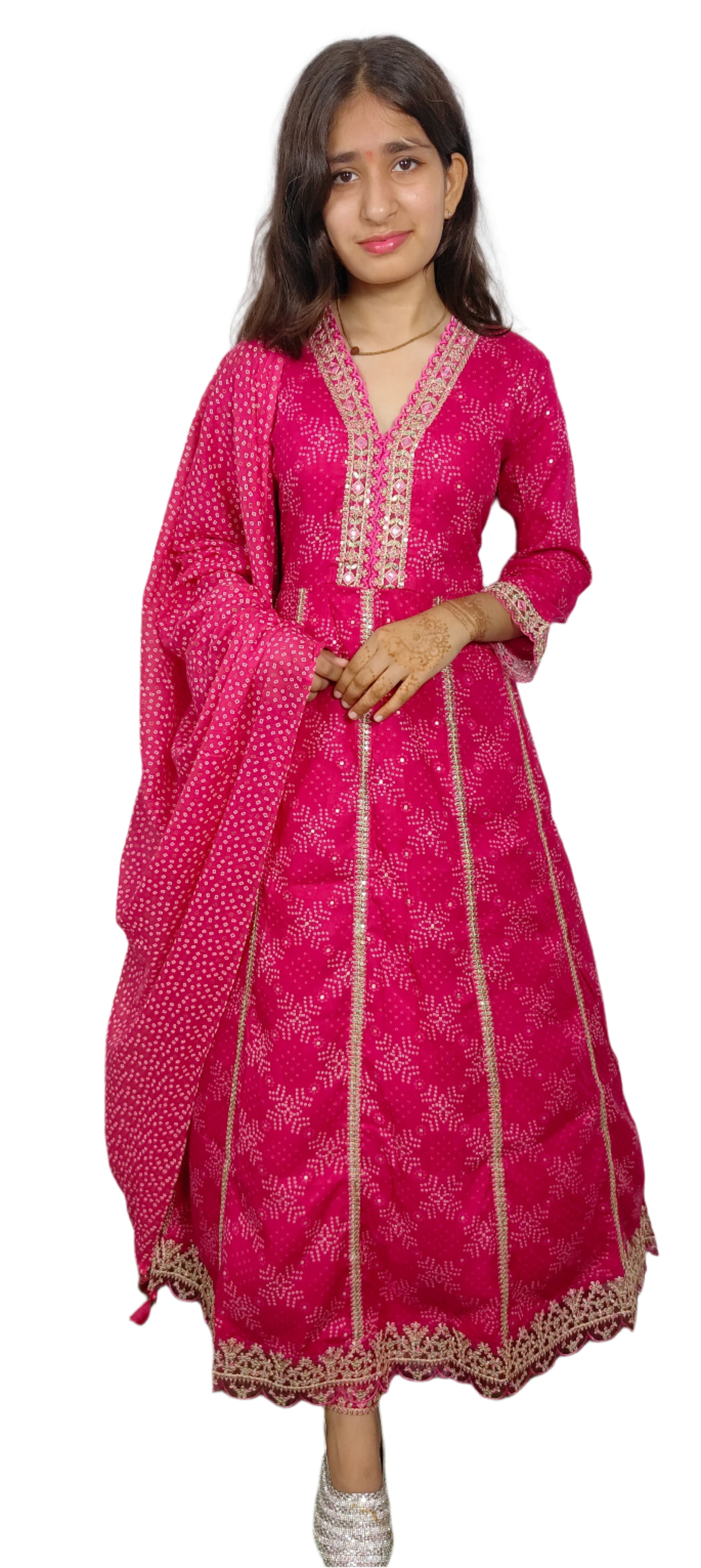 Bright Pink 3 piece Kurta Set (Z083)