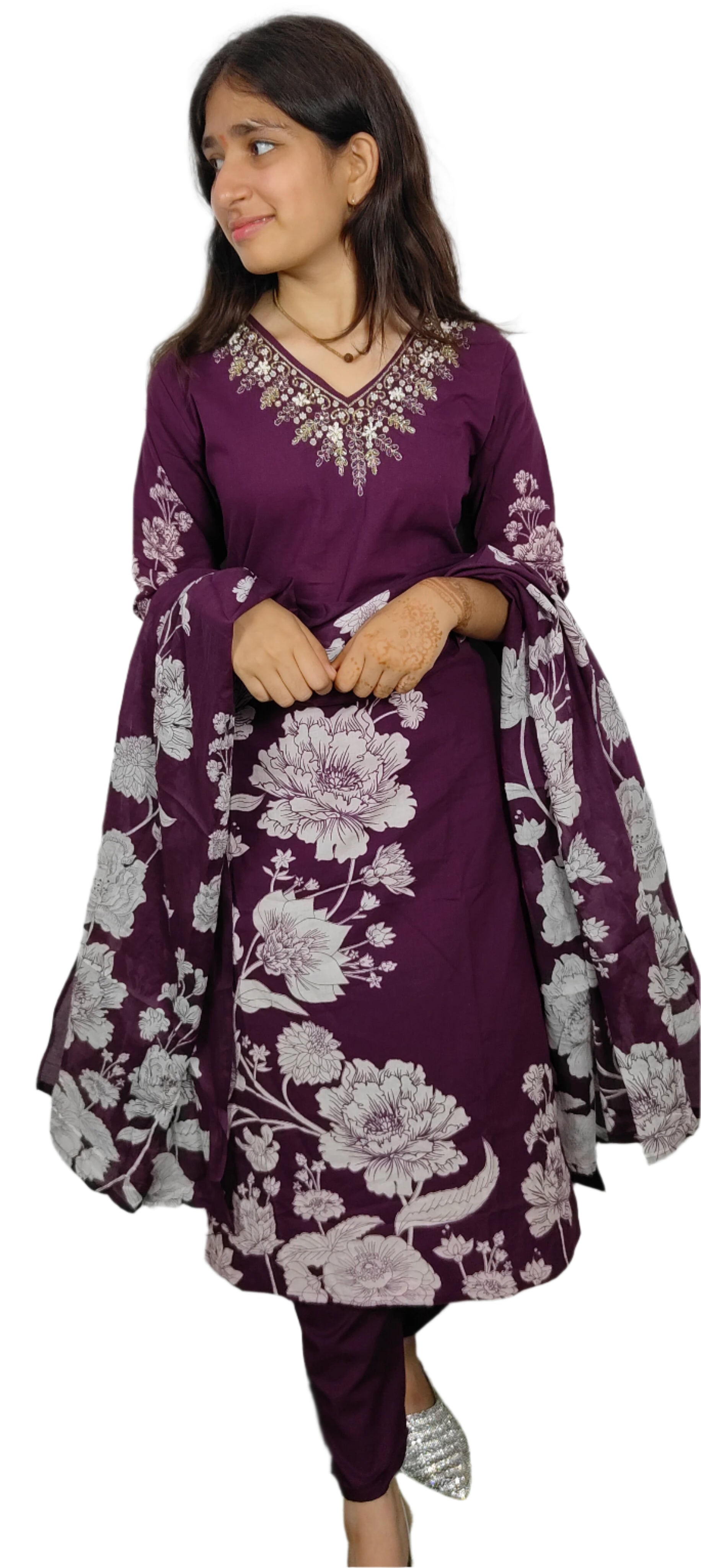 Dark Purple 3 piece  Kurta Set (Z085)