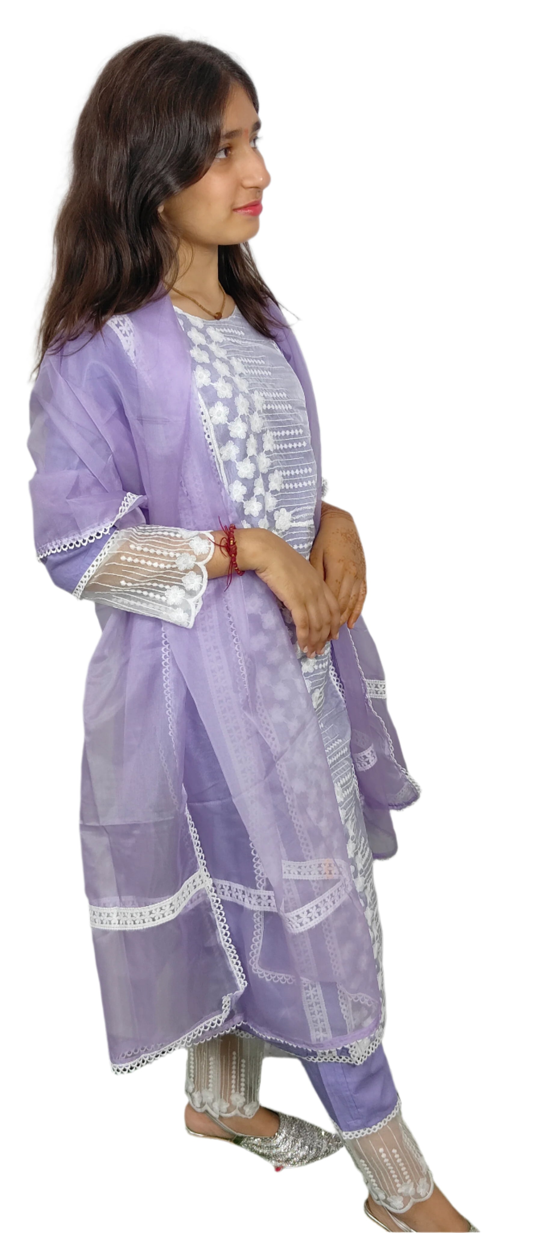Lavender Embroidered 3 piece Kurta Set (Z086)