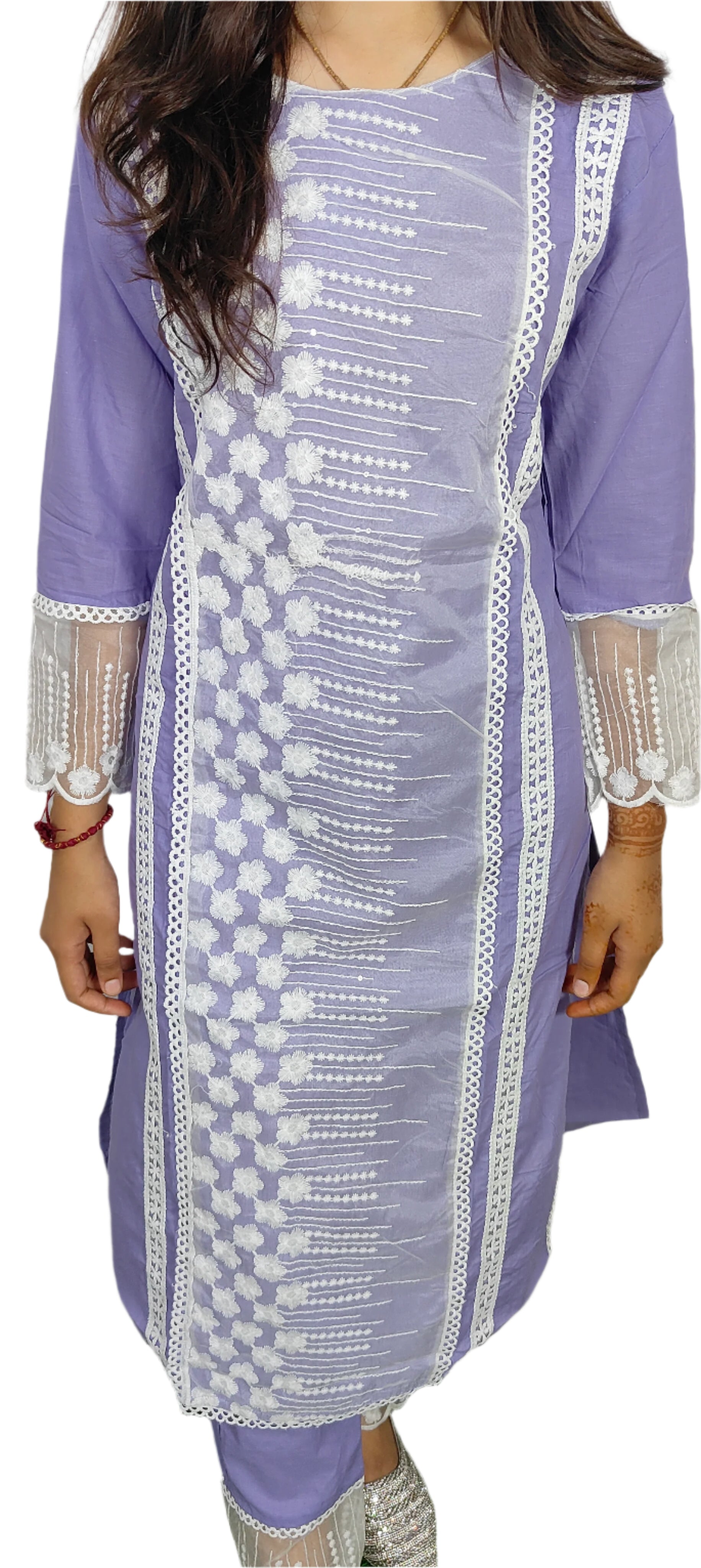 Lavender Embroidered 3 piece Kurta Set (Z086)