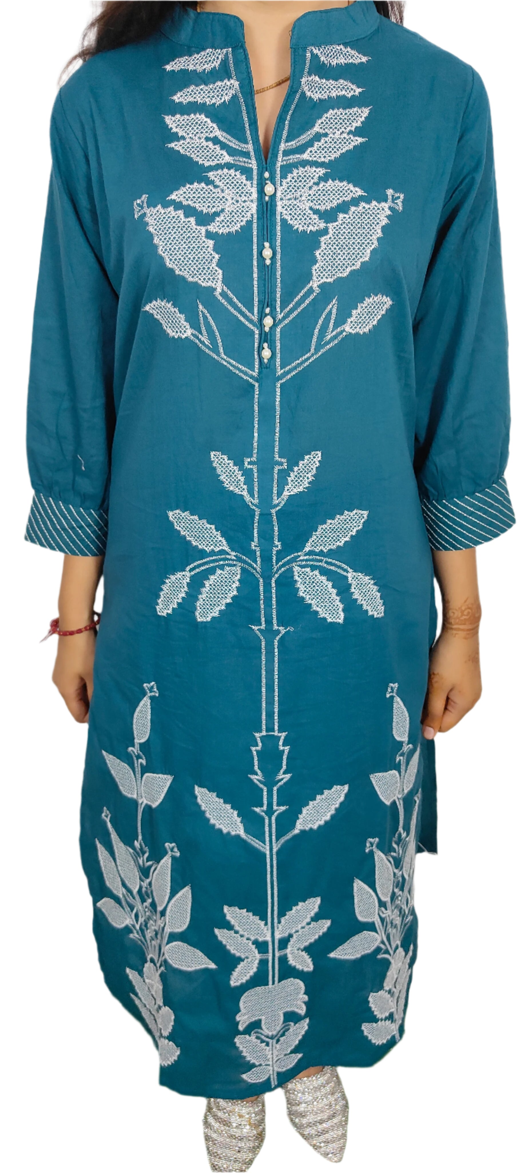 Teal Blue 3 piece  Kurta Set (Z089)