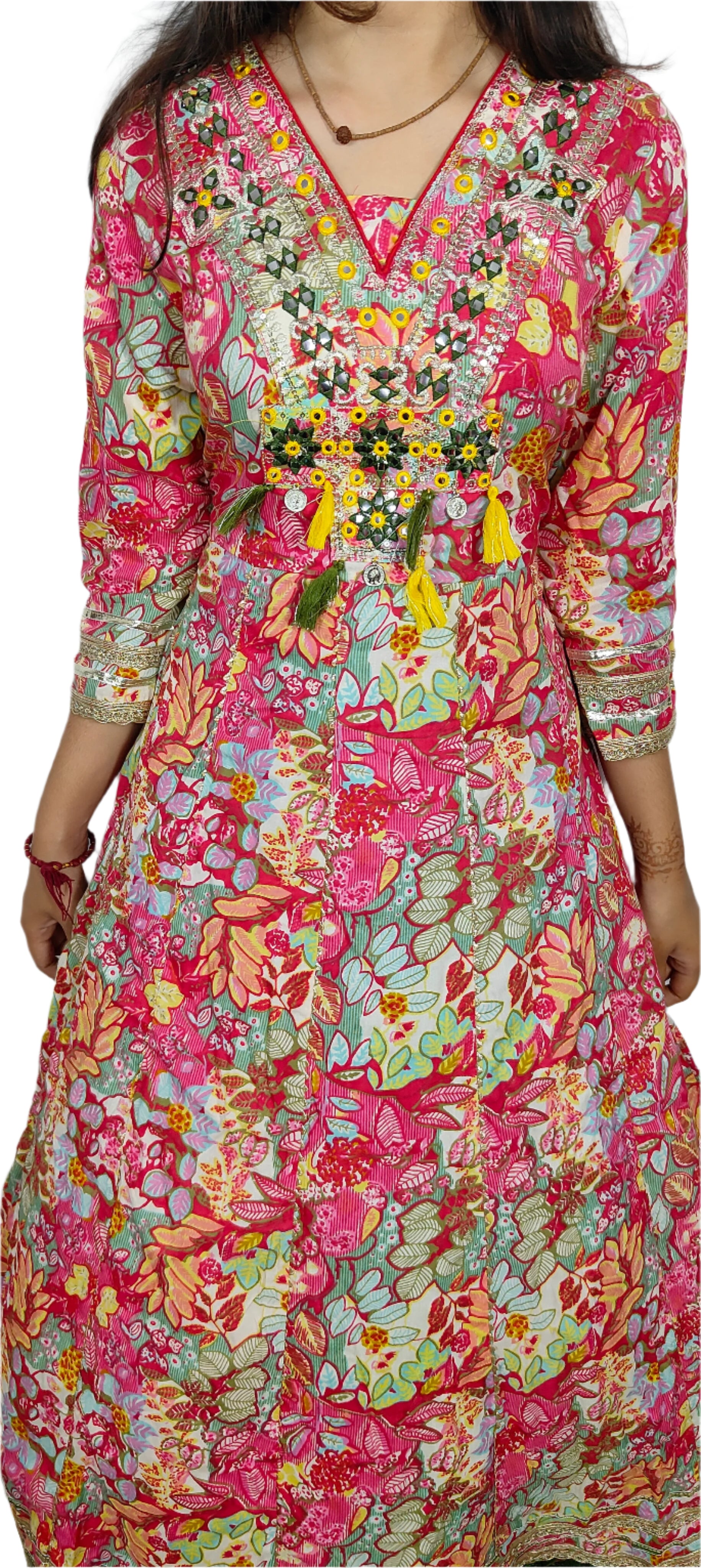 Floral Anarkali Suit with Red Dupatta (Z093)