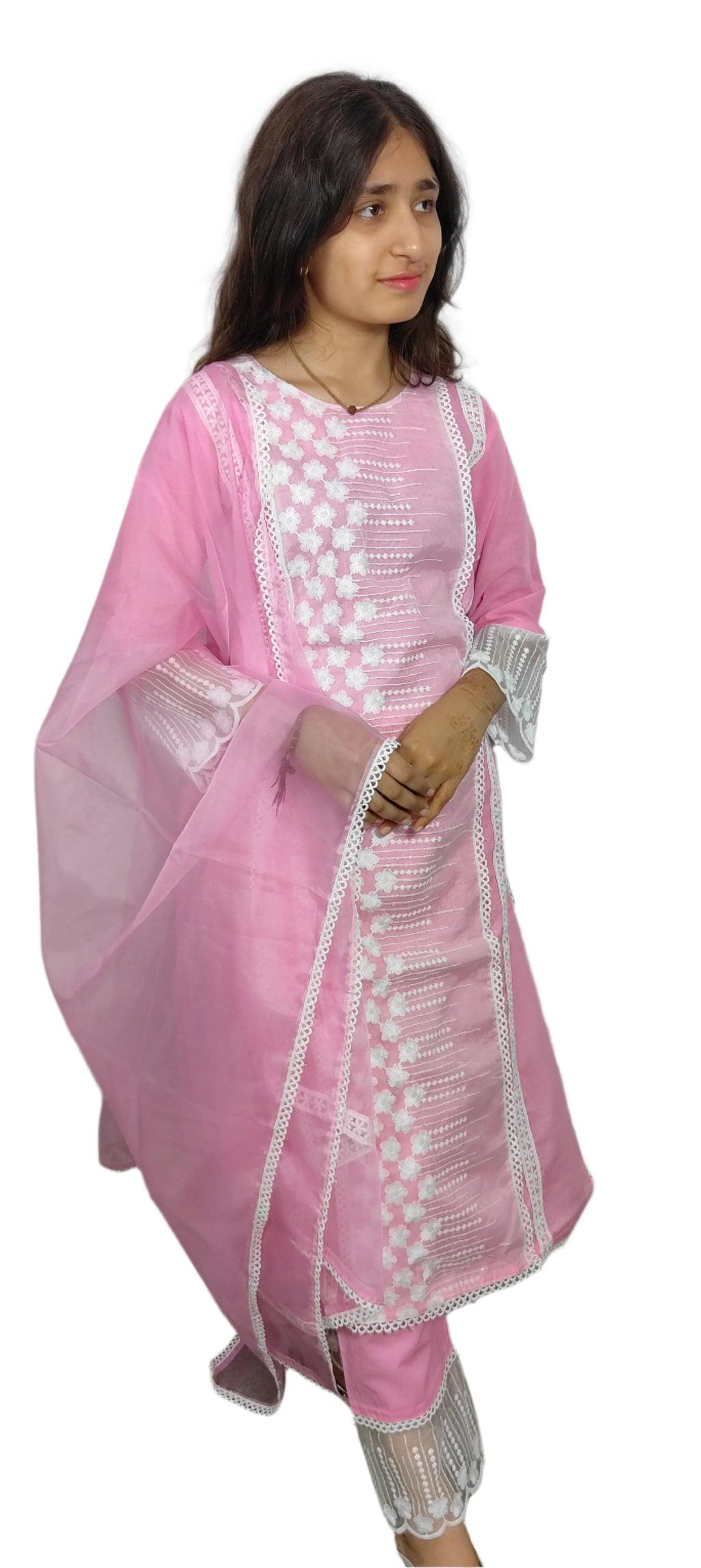 Pink Embroidered 3 piece Kurta Set (Z095)