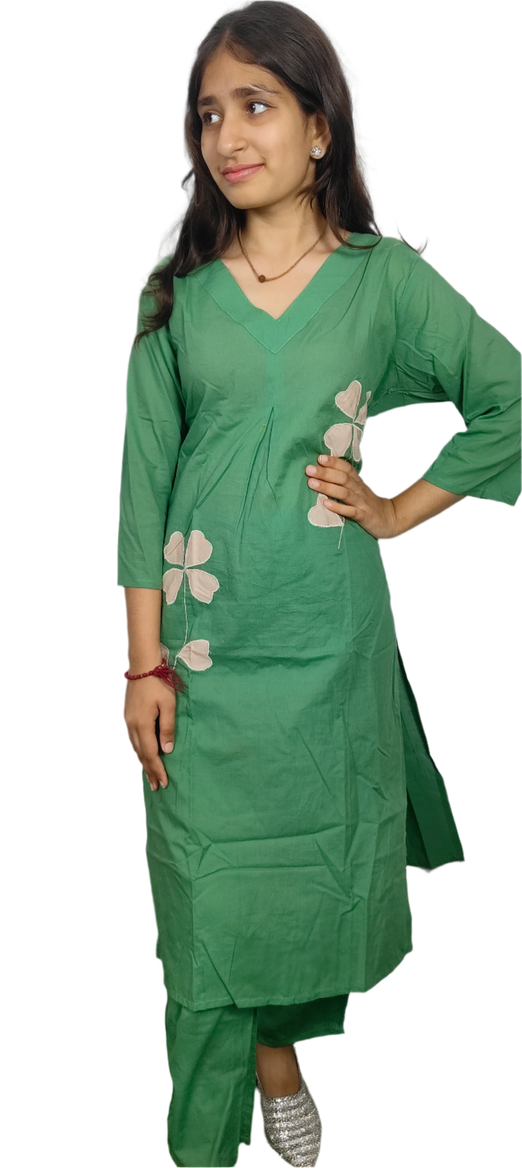 Green Kurta pants Set (Z097)