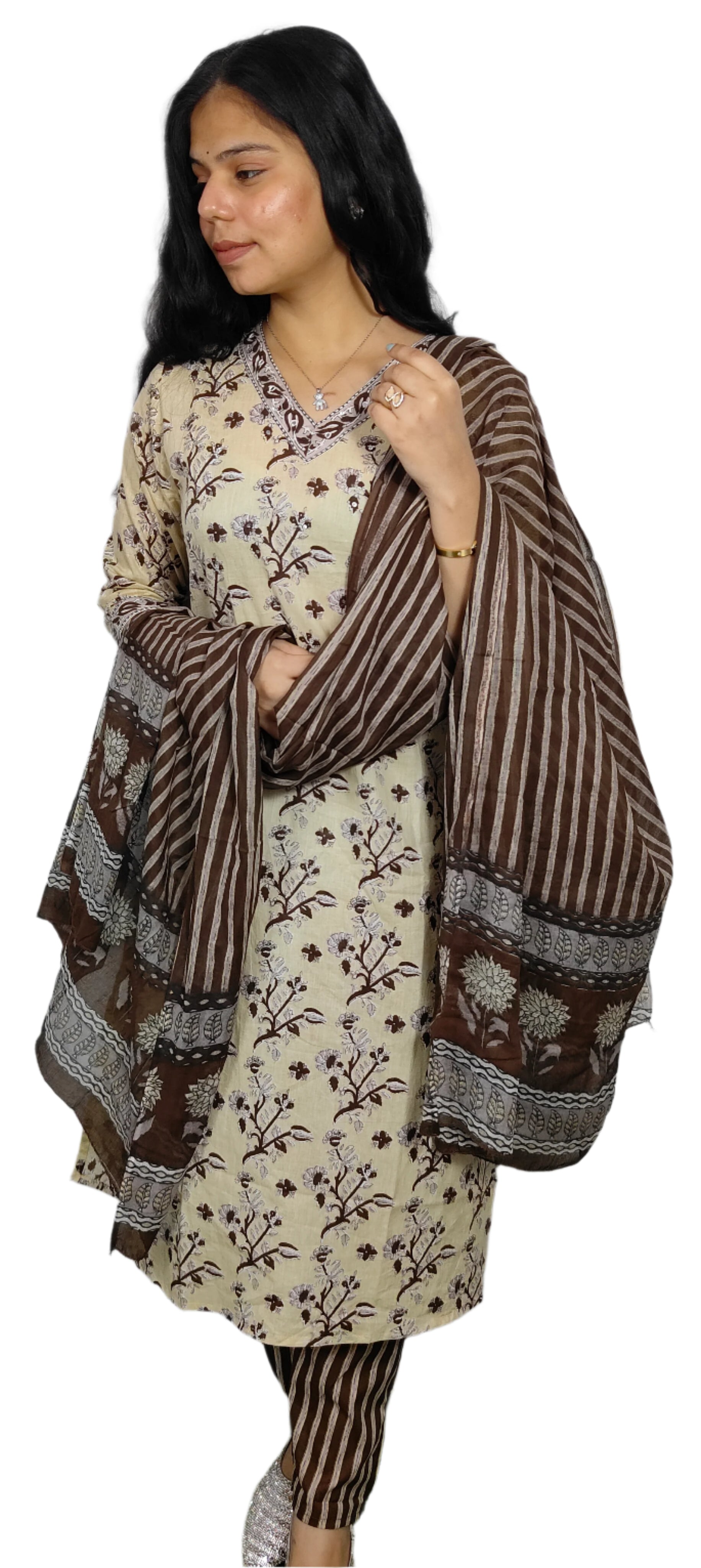 Brown Colour 3 piece Kurta Set (Z0104)
