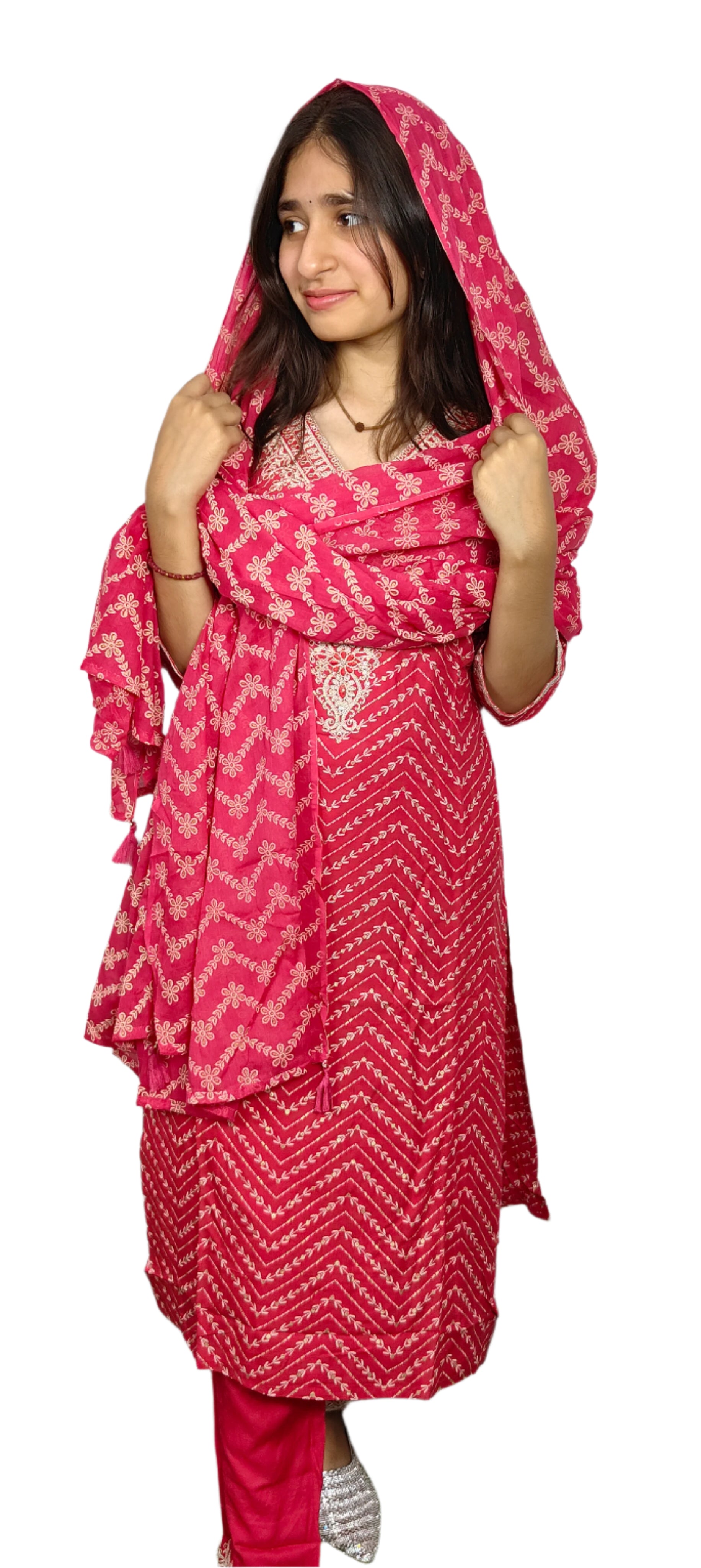 Pink 3 Pice Kurta Set (Z0107)