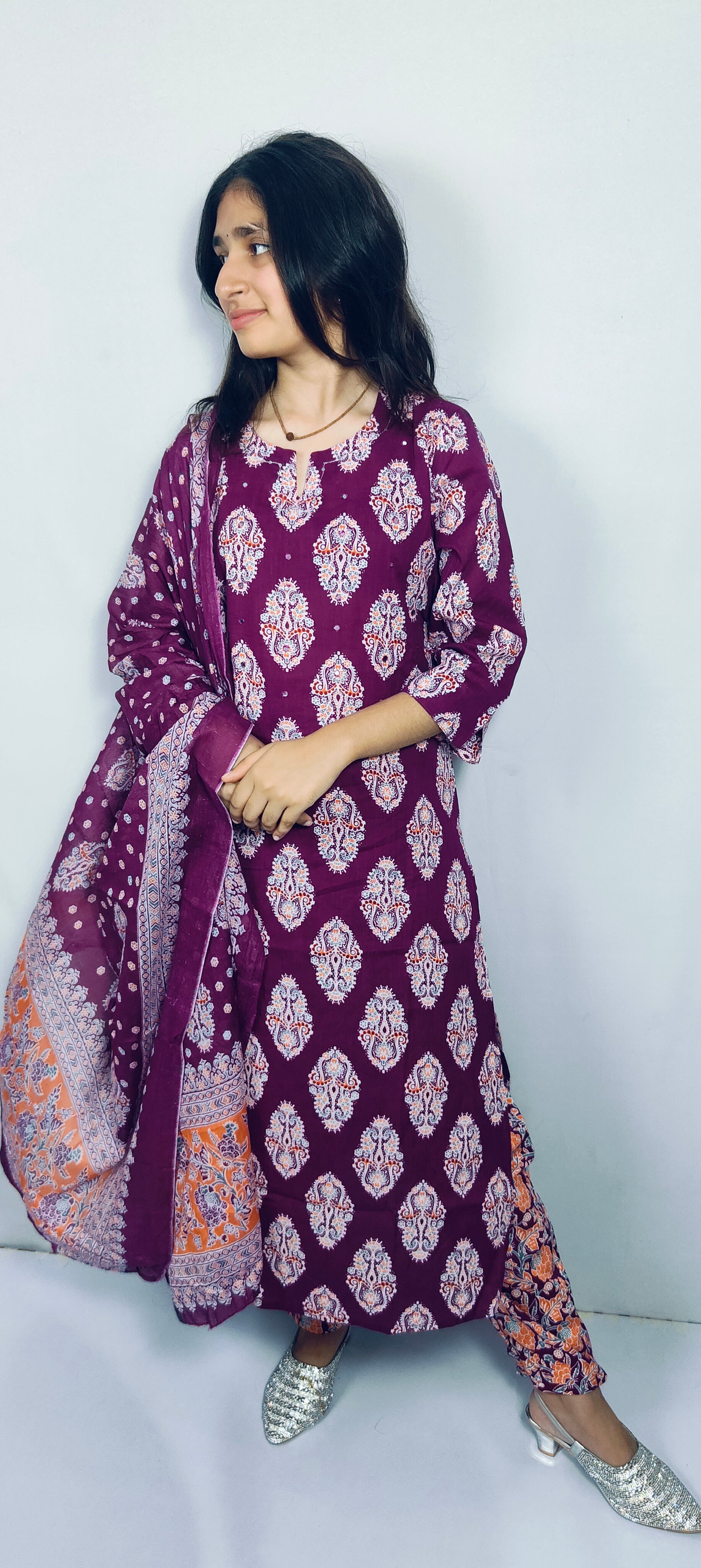 Purple 3 piece Kurta Set (Z0112)