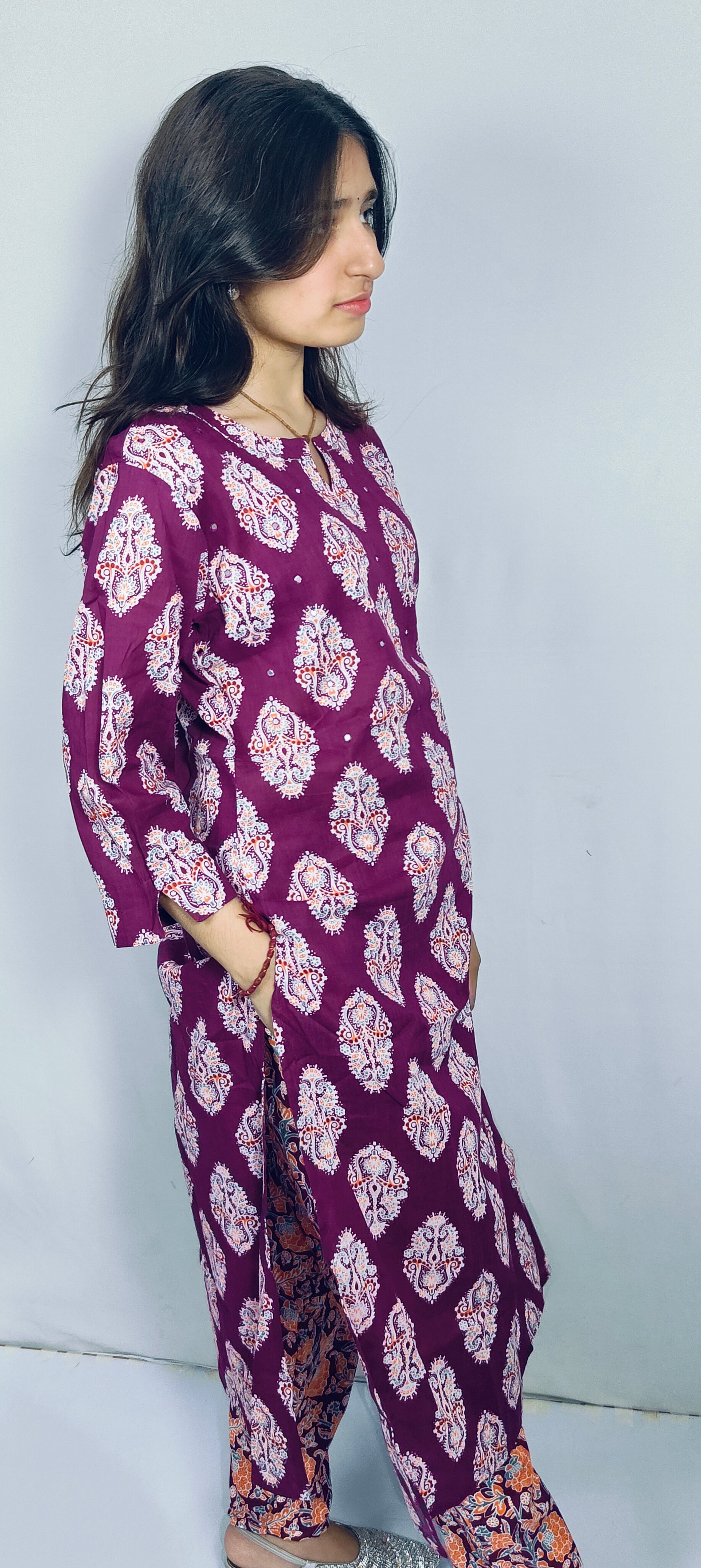 Purple 3 piece Kurta Set (Z0112)