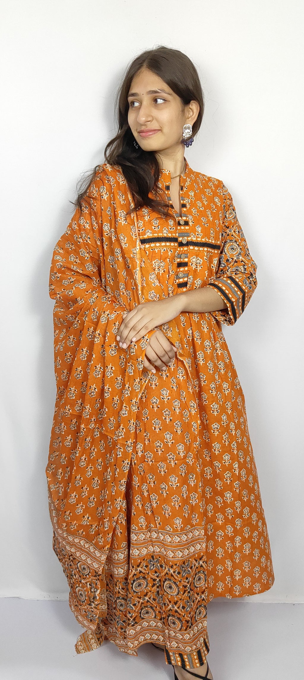 Rust Orange 3 piece Kurta Set (Z0116)
