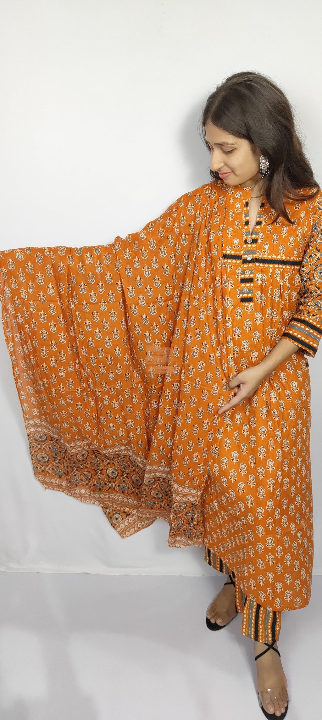 Rust Orange 3 piece Kurta Set (Z0116)
