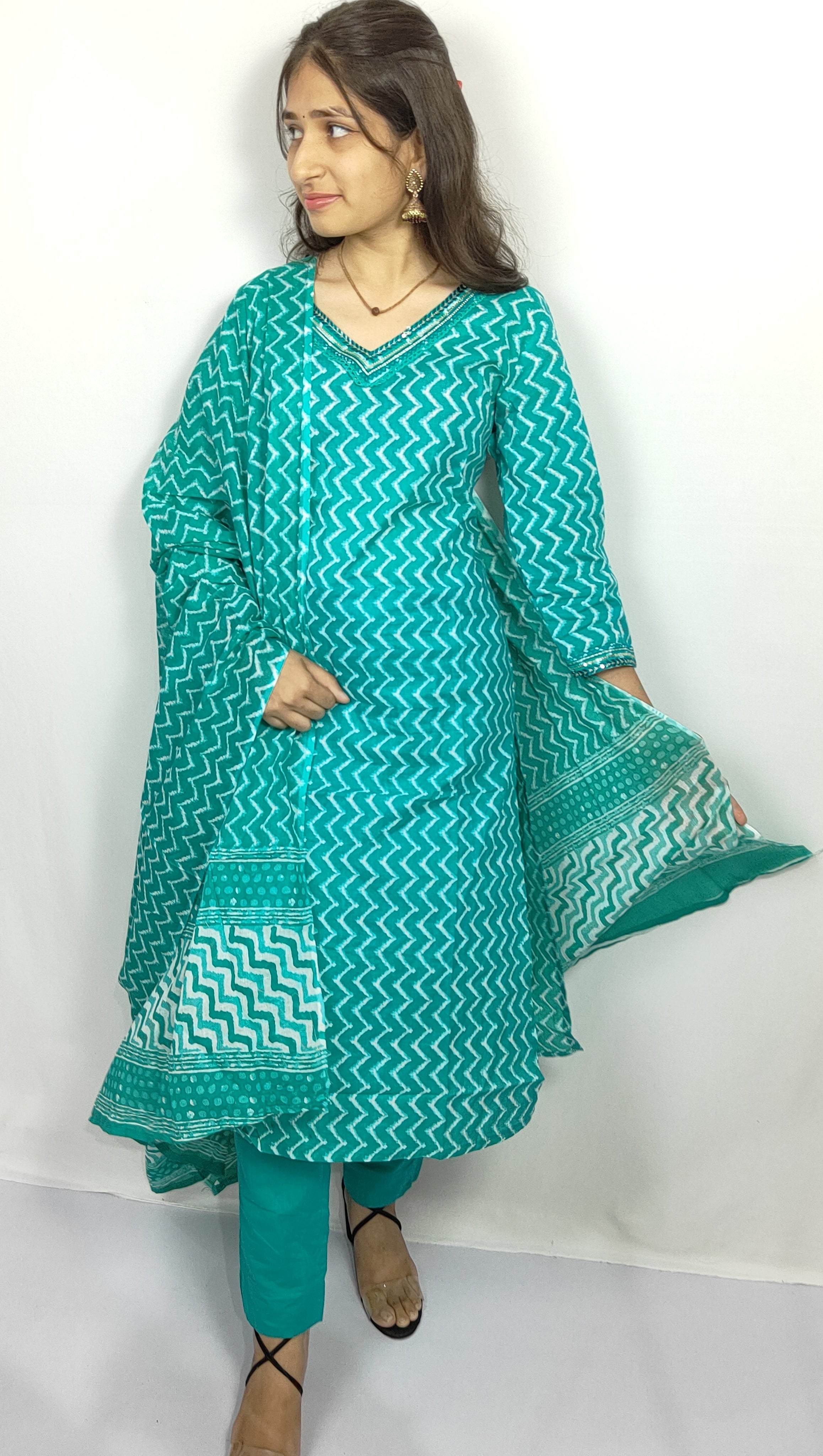 Teal Green 3 piece Kurta Set (Z0117)