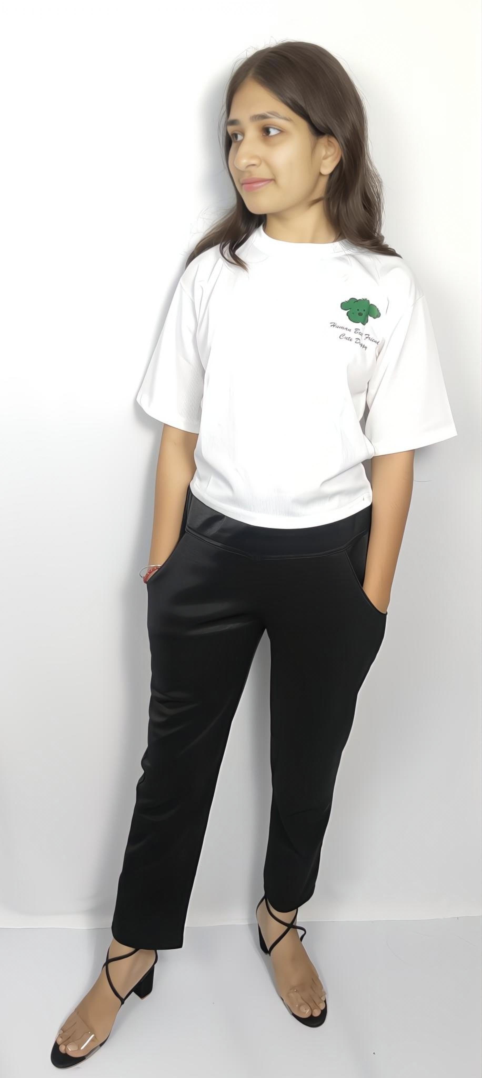 Women Printed White T-Shirt (T1)