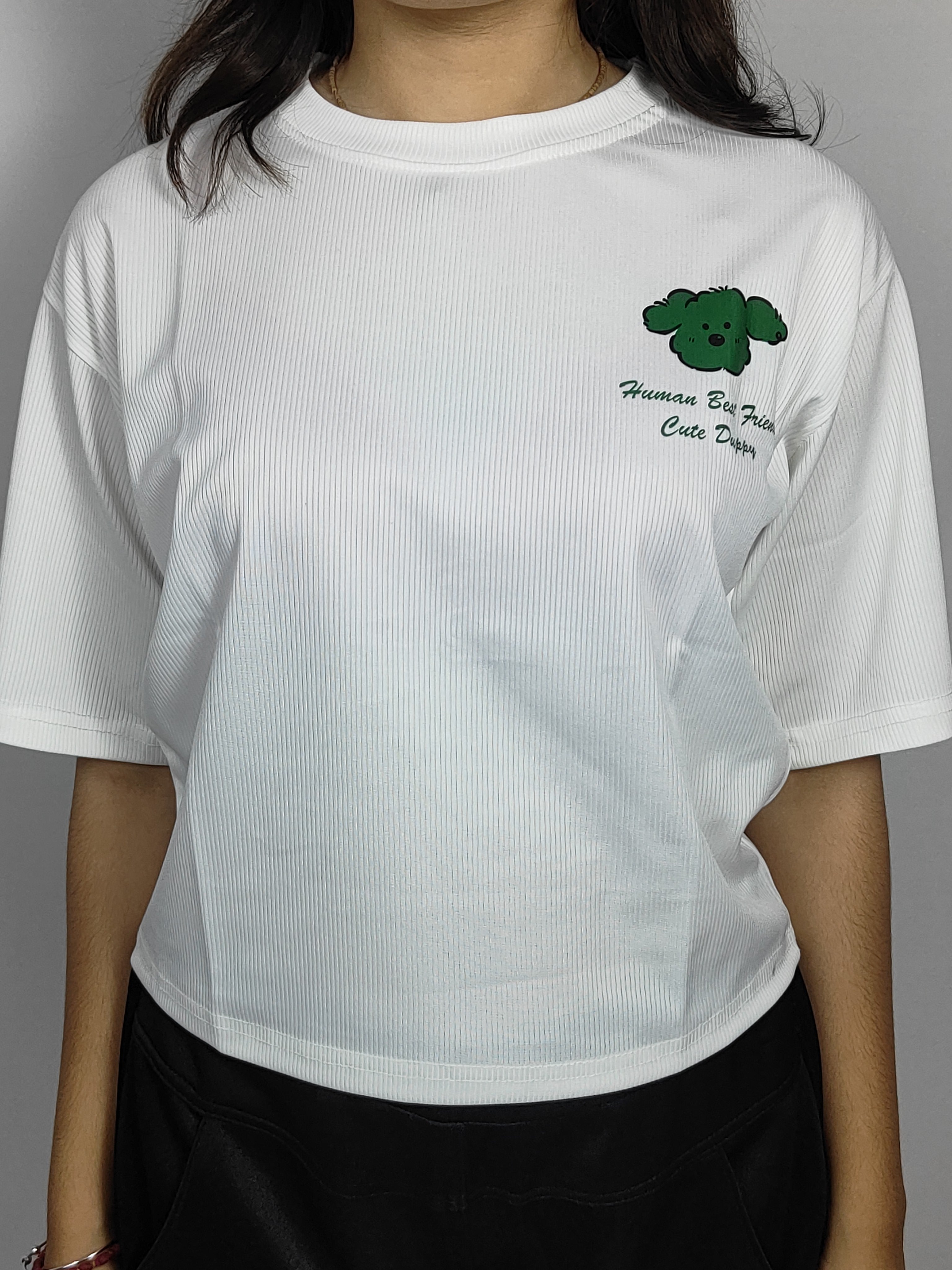 Women Printed White T-Shirt (T1)