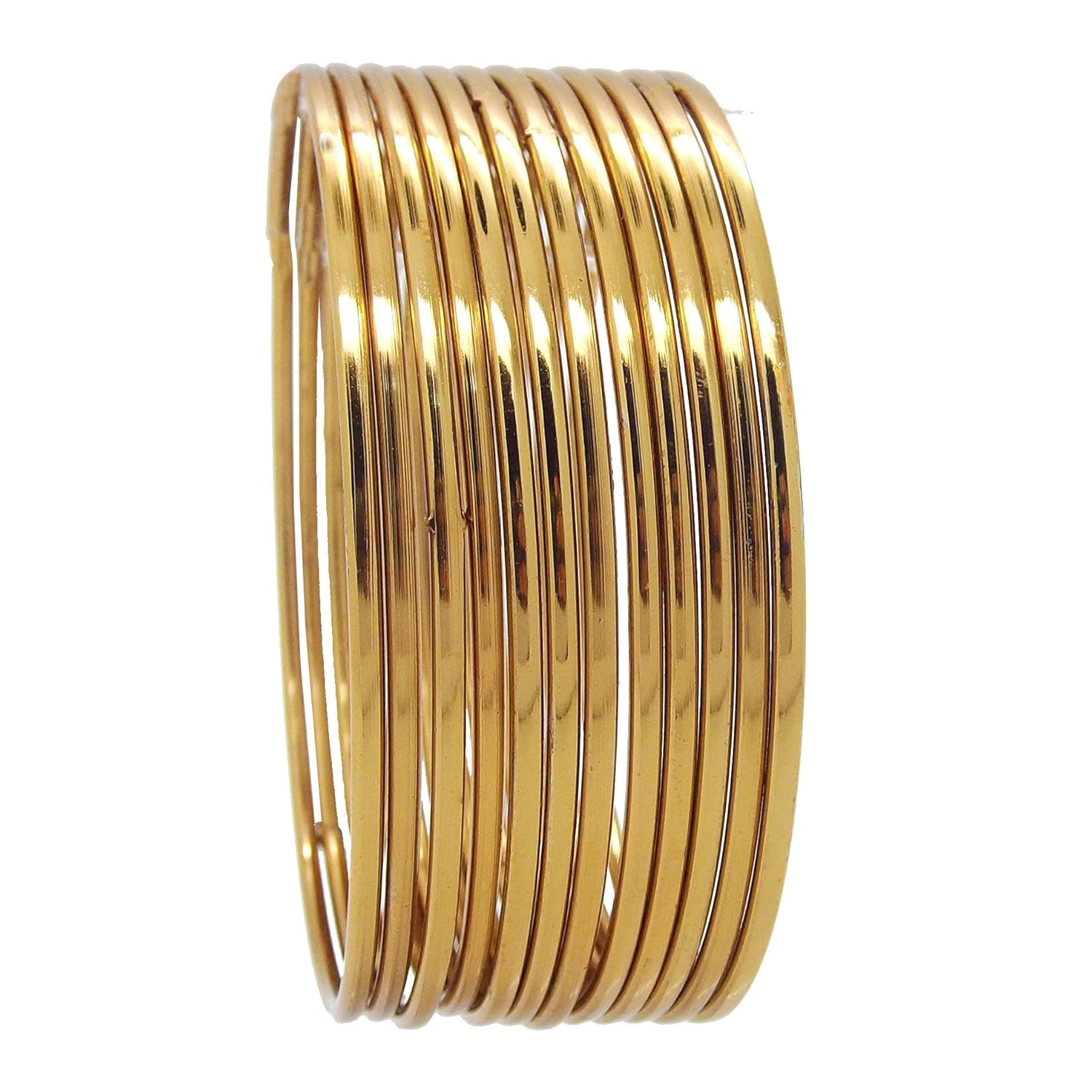 Oxidised Plain Gold Platted 12pc Bangle for Womens  2.6 (J2)