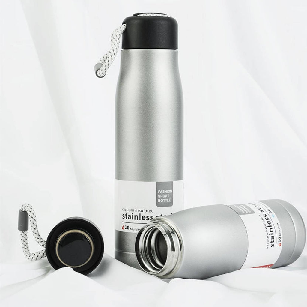 Double Wall Vacuum Insulated Water Bottle 550 ml Flask  (Pack of 1, Silver, Steel)