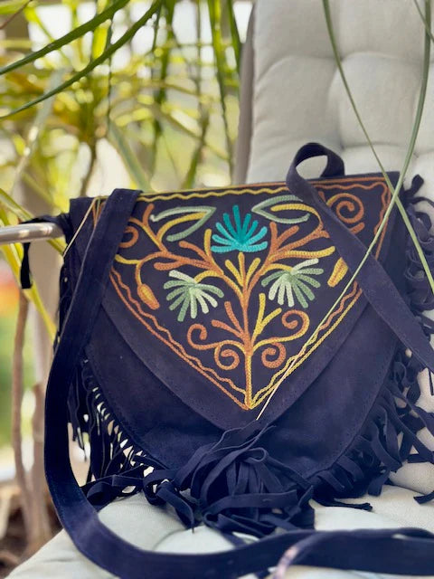 Leather Sling Bag with Fringes
