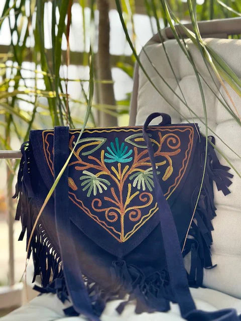Leather Sling Bag with Fringes